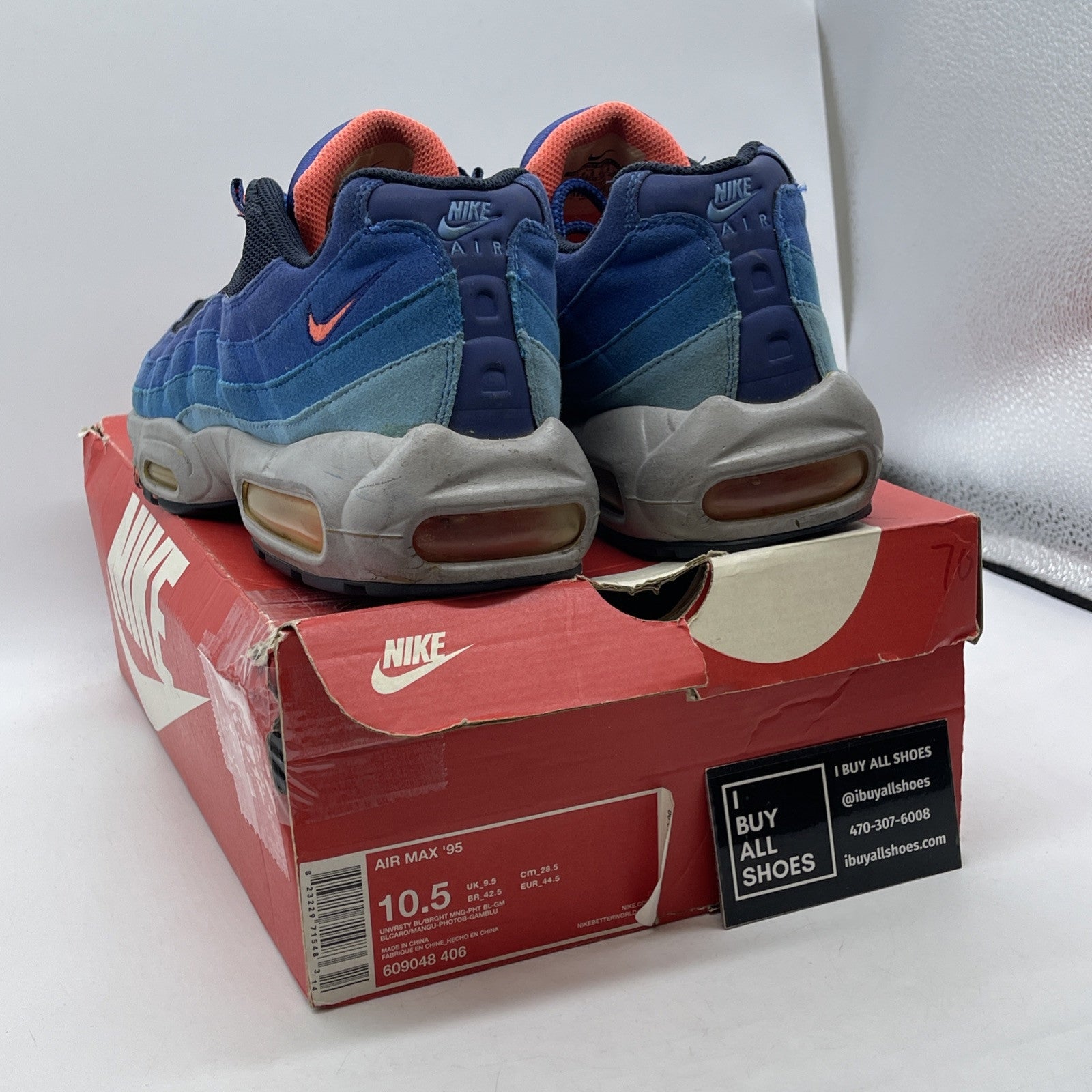 Size 10.5 - Nike Air Max 95 University Blue Suede Leather (609048-406)