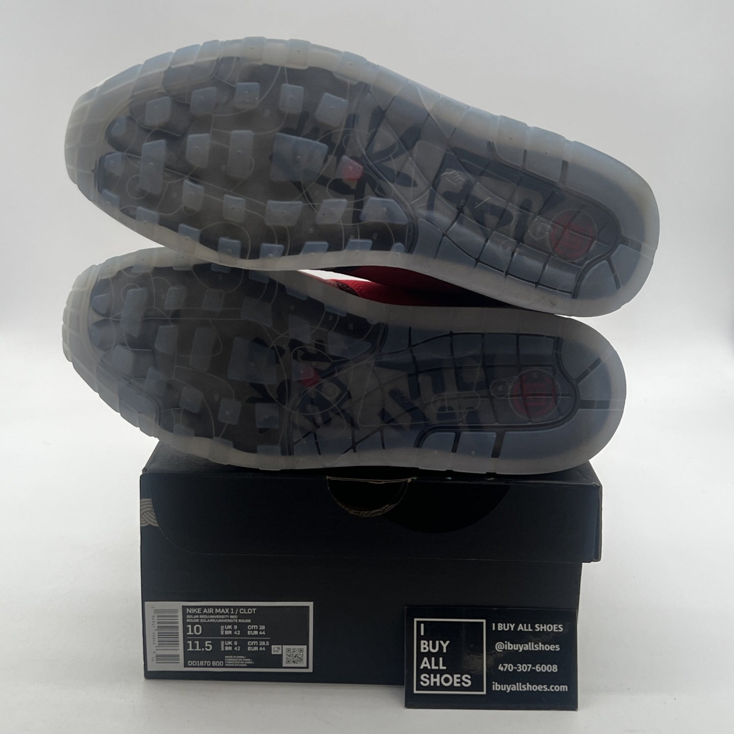 Size 10 - Nike CLOT x Air Max 1 Kiss Of Death - Solar Red (DD1870-600)