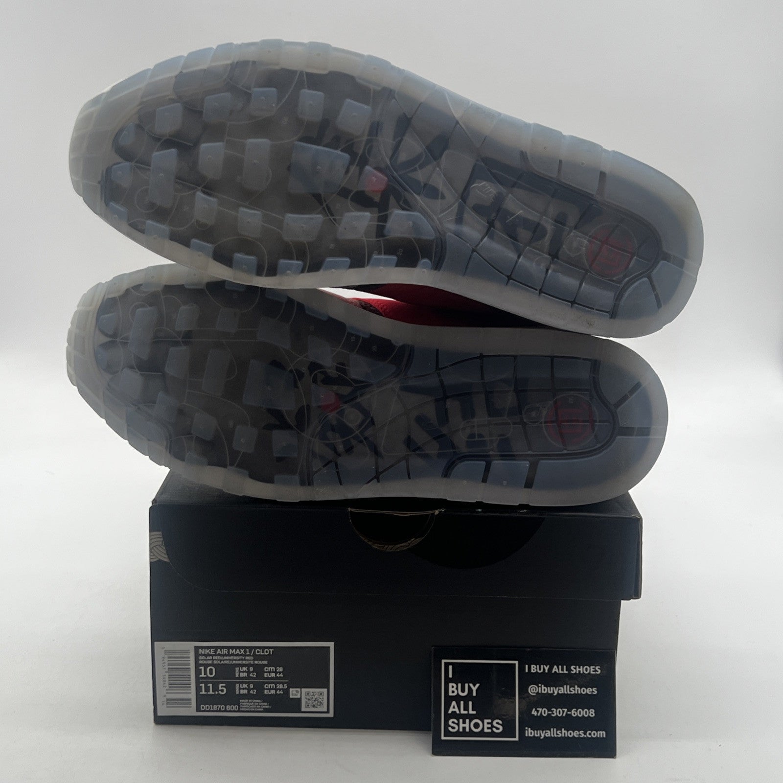 Size 10 - Nike CLOT x Air Max 1 Kiss Of Death - Solar Red (DD1870-600)
