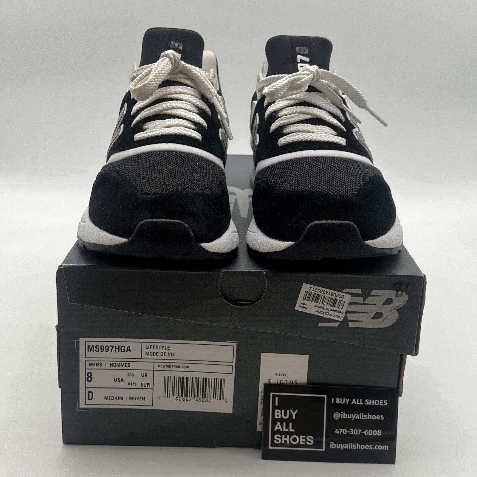 Size 8 - New Balance 997 Black White (MS997HGA)