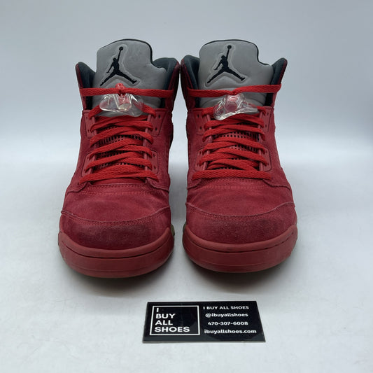 Size 10 - Air Jordan 5 Retro Red Suede Black (136027-602)