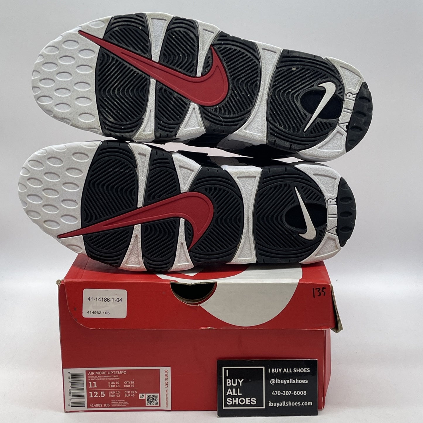Size 11 - Nike Air More Uptempo Scottie Pippen black White Suede (414962-105)