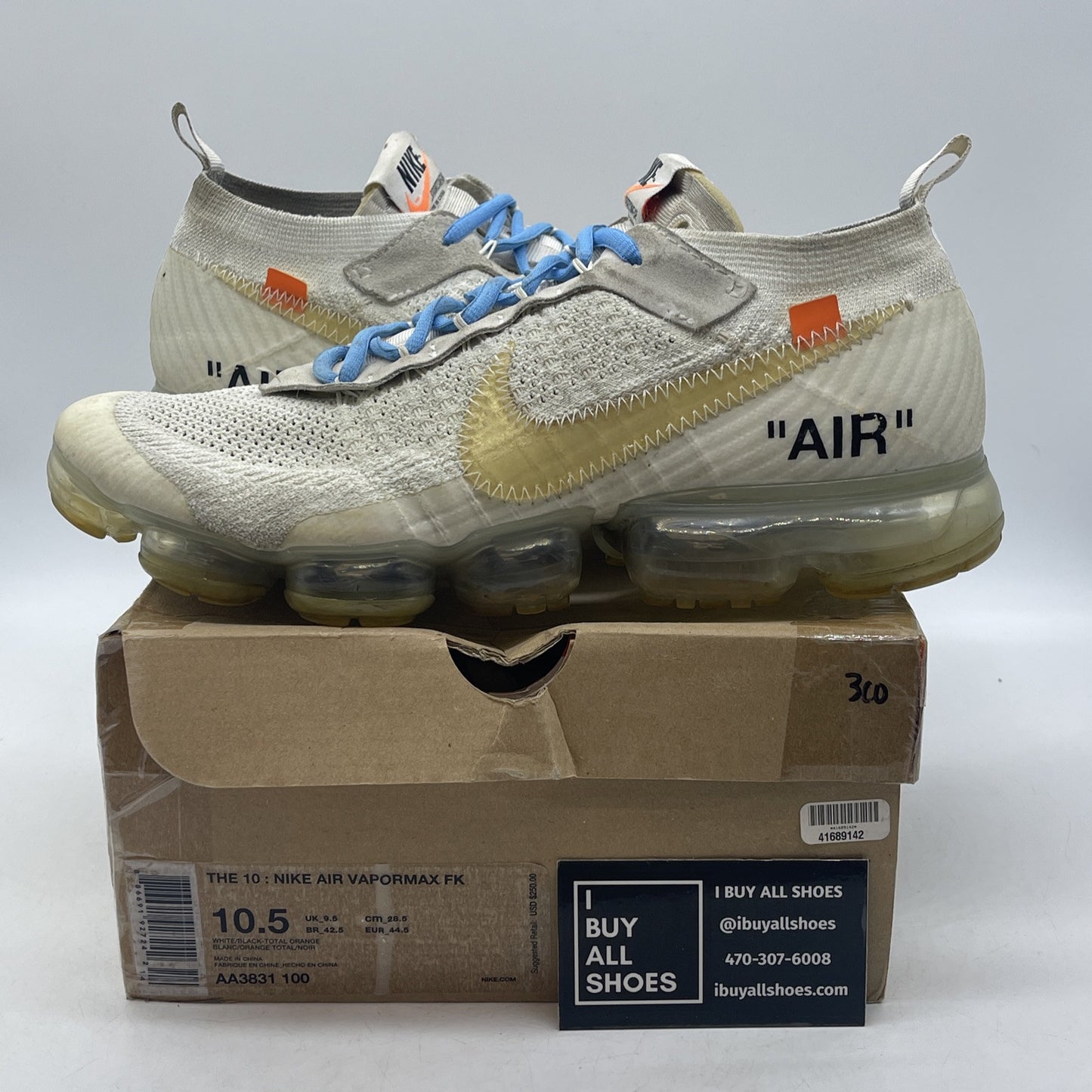Size 10.5 - Nike Off-White x Air VaporMax Part 2 White Suede (AA3831-100)