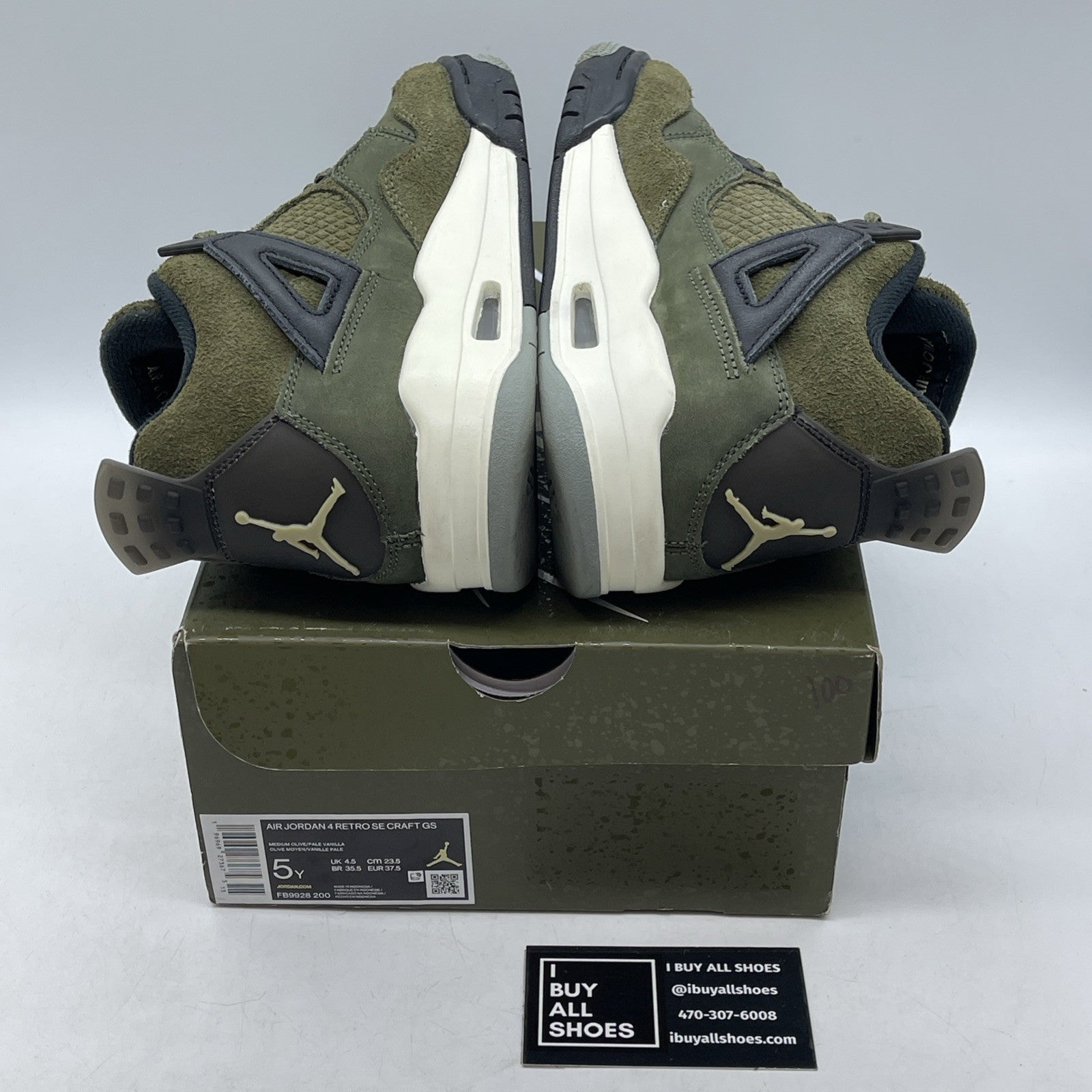Size 5Y - Jordan 4 SE Retro Low Craft Olive Green Black Suede (FB9928-200)