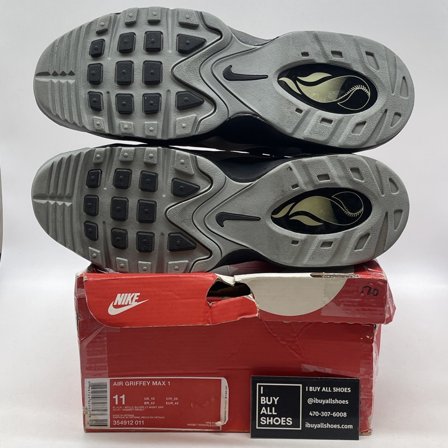 Size 11 - Nike Air Griffey Max 1 Black Metallic Suede Leather (354912-011)