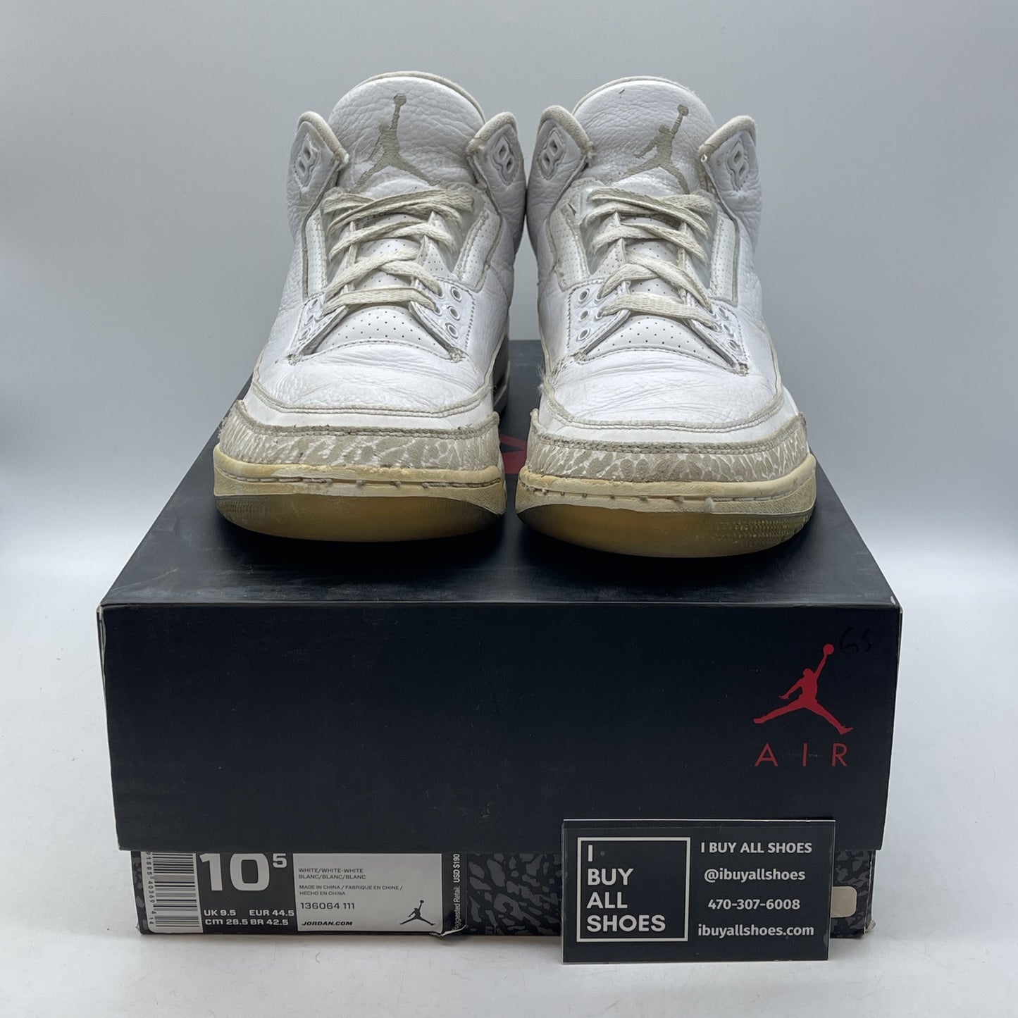 Size 10.5 - Air Jordan 3 Retro Triple White Suede Leather (136064-111)