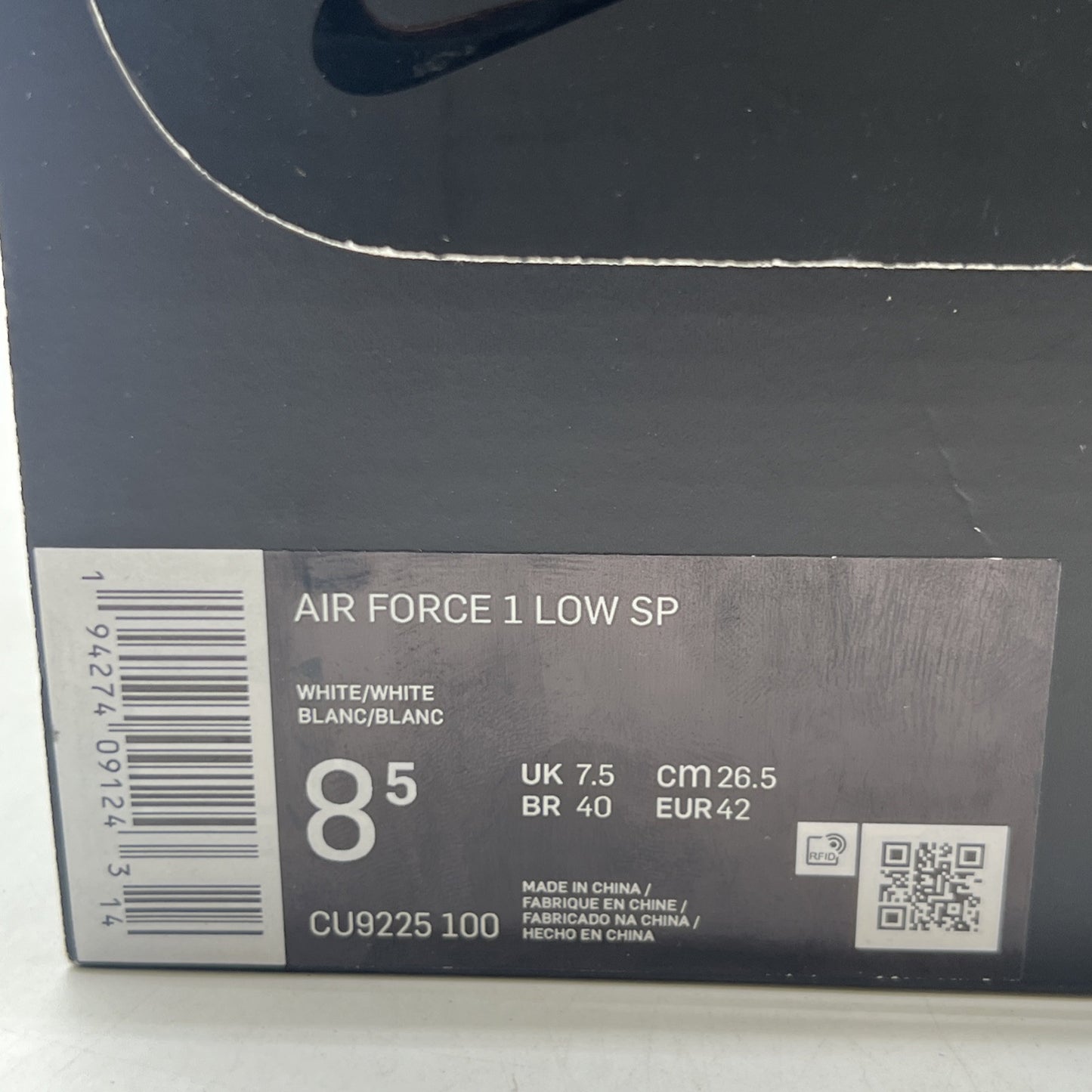 Size 8.5 - Nike Air Force 1 x Supreme Low Box Logo - White (CU9225-100)
