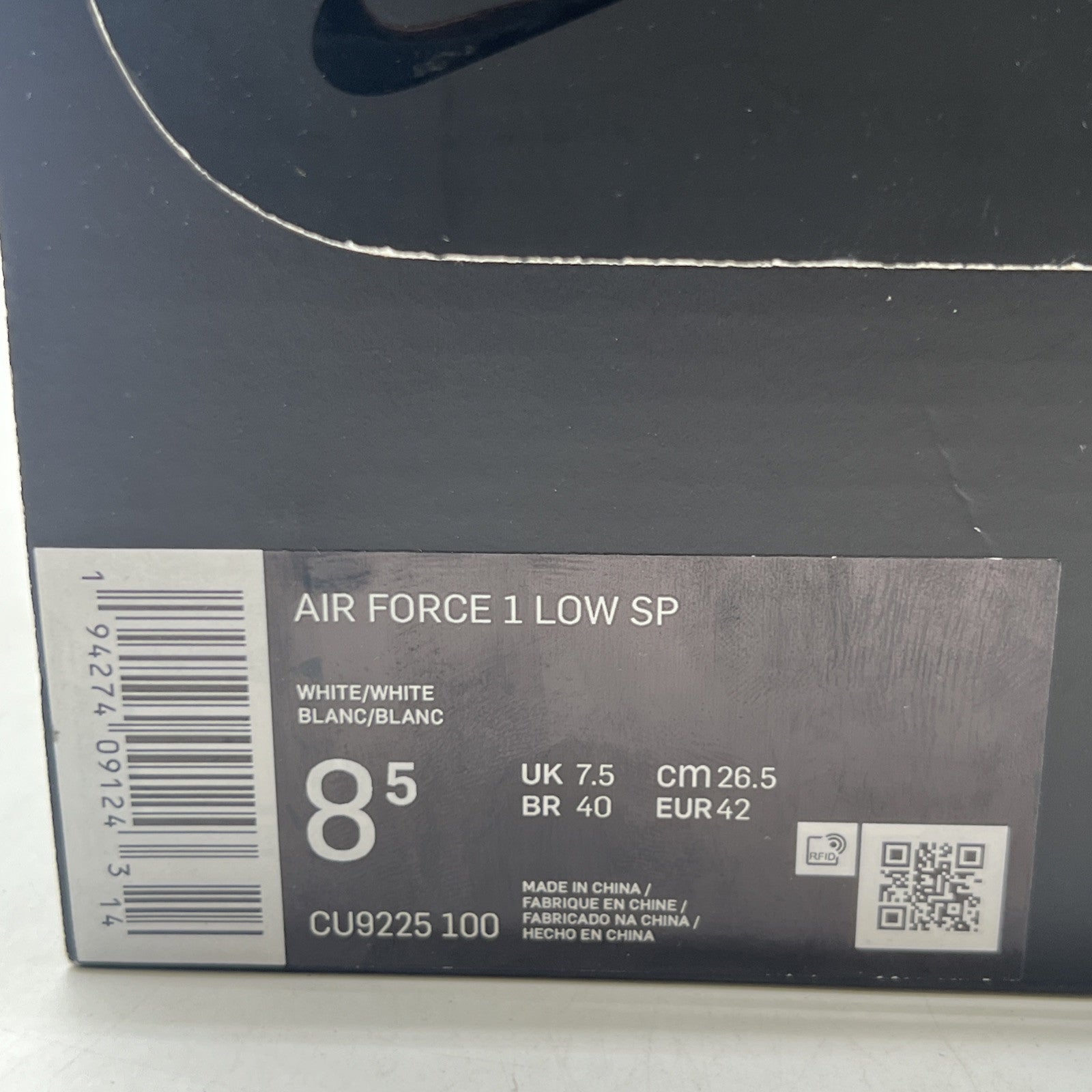 Size 8.5 - Nike Air Force 1 x Supreme Low Box Logo - White (CU9225-100)