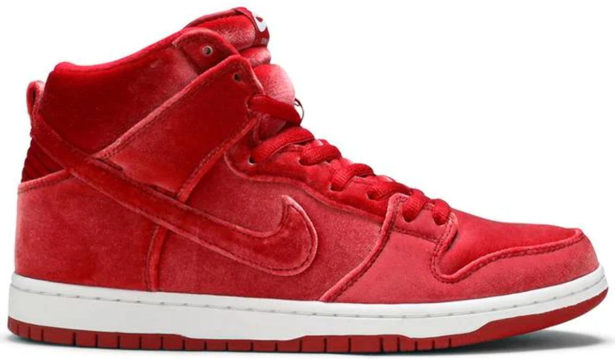 Size 12 - Nike SB Dunk PRM High Red Velvet Suede (313171-661)