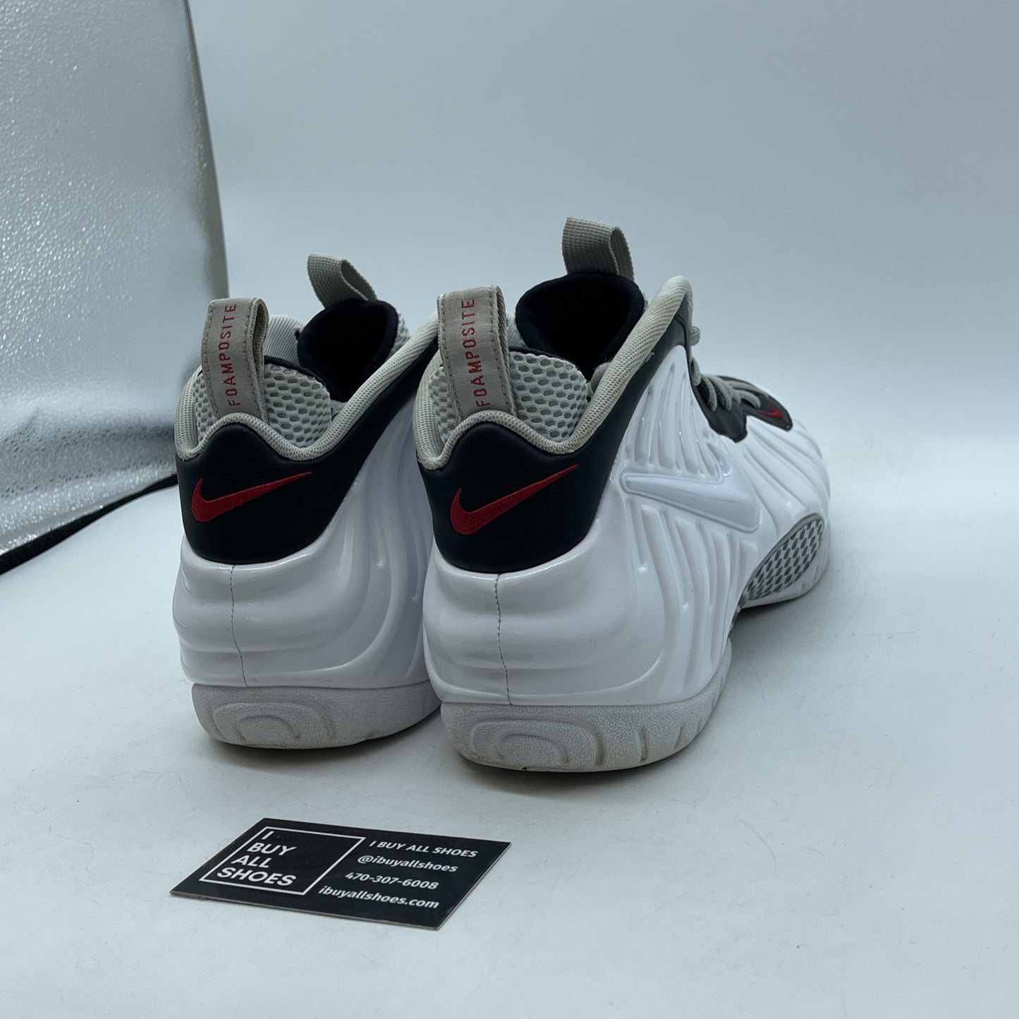 Size 12 - Nike Air Foamposite Pro Chrome White Black Red Suede (624041-103)