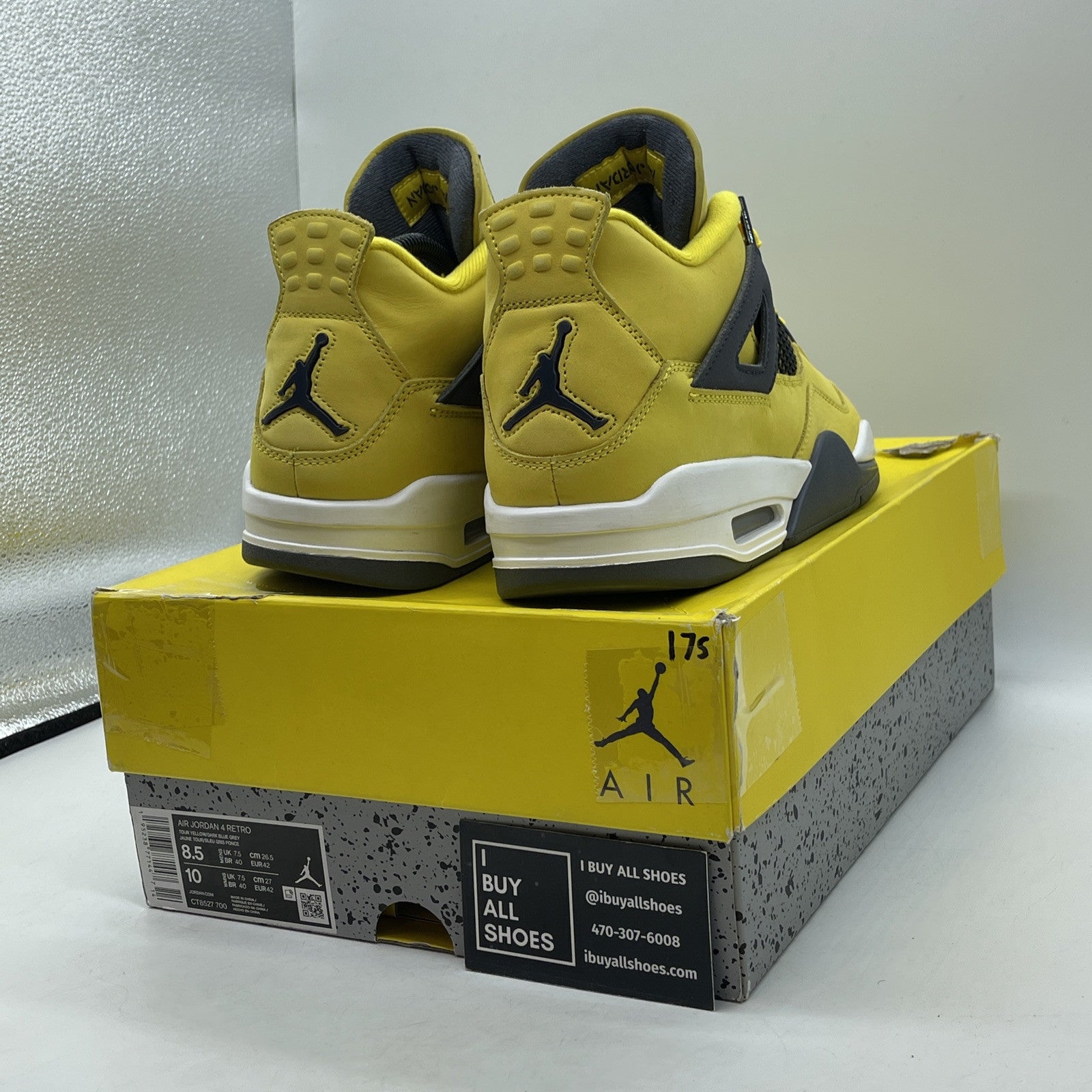 Size 8.5 - Jordan 4 Retro Mid Lightning White Black Grey Suede (CT8527-700)