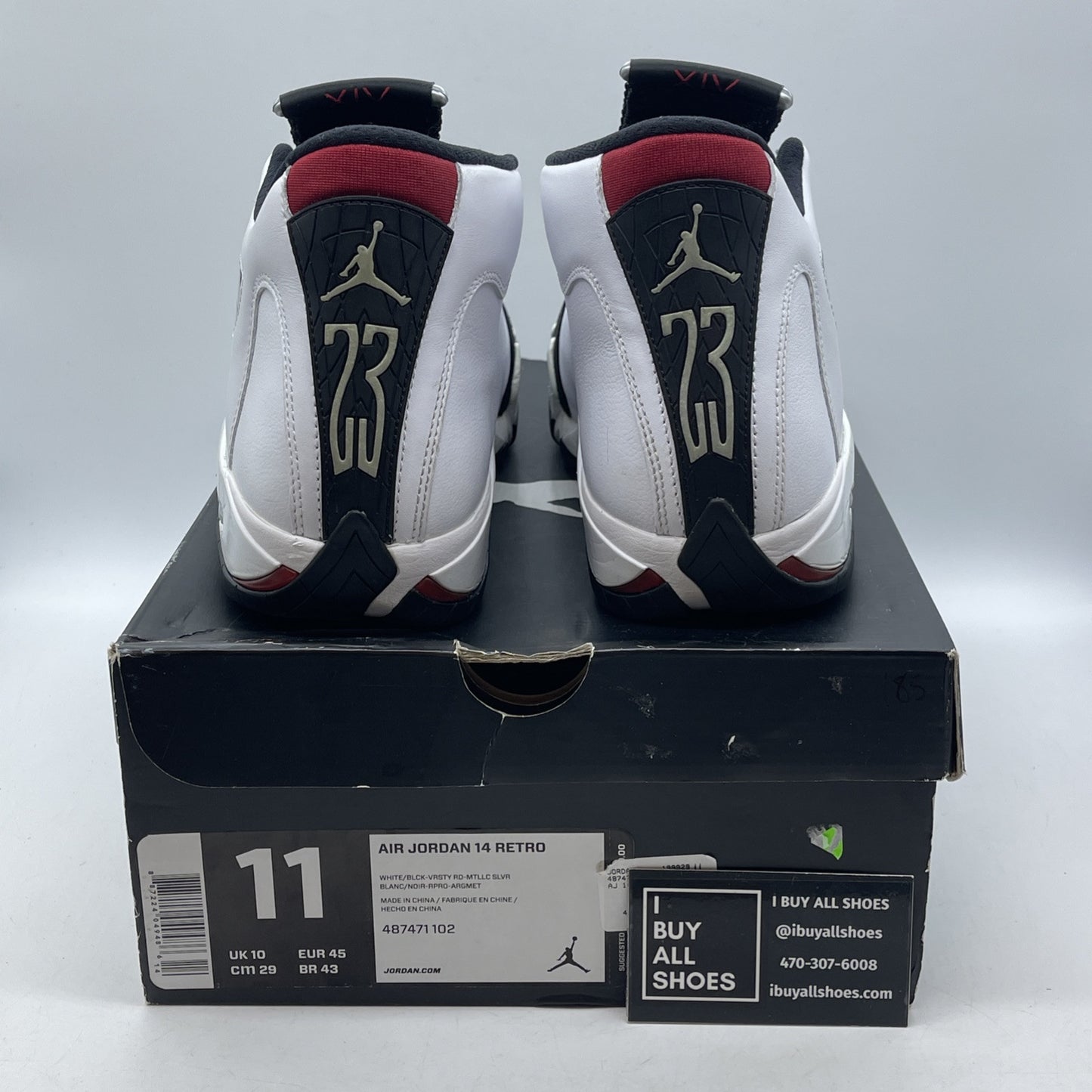 Size 11 - Air Jordan 14 Retro 2014 Black Toe White Suede Leather (487471-102)