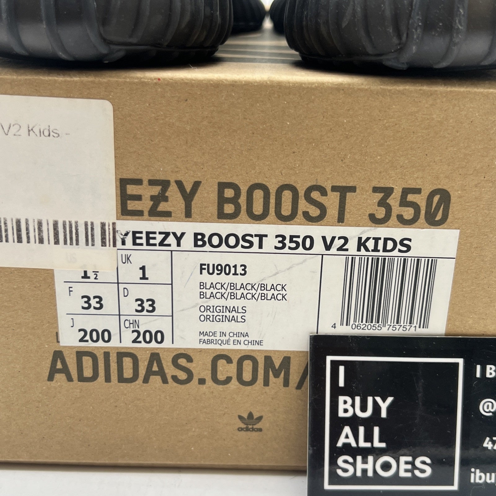 Size 1.5 - Adidas Yeezy Boost 350 V2 Non-Reflective Kids (FU9013)