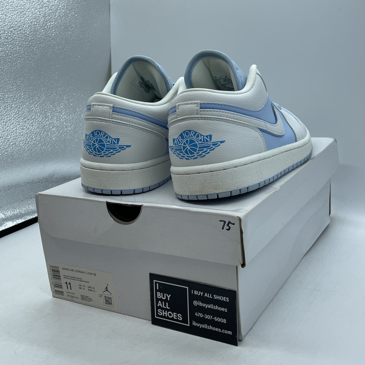 Size 11 - Jordan 1 Low SE Reverse Ice Blue White Suede Leather (DV1299-104)