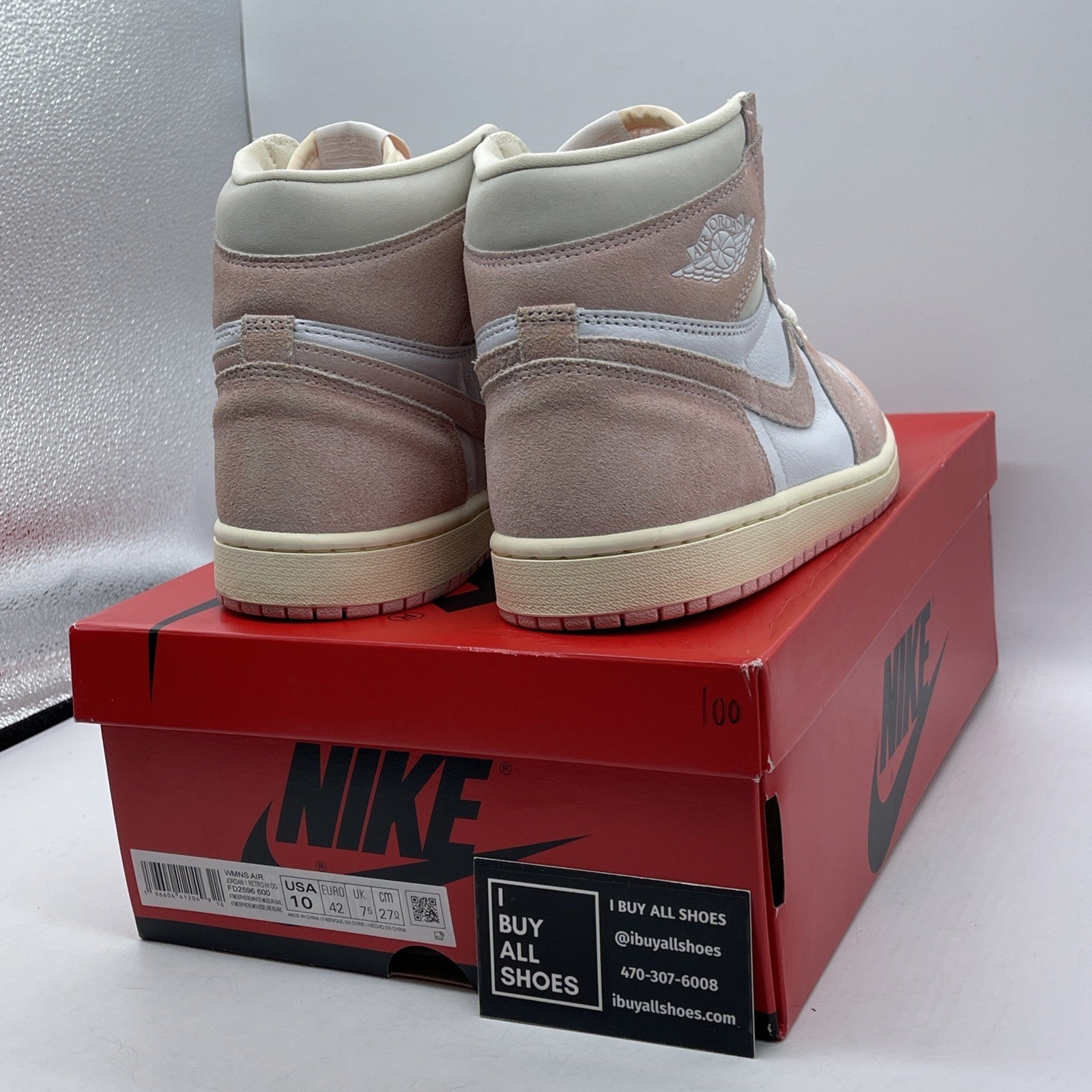 Size 10W - Air Jordan 1 Retro OG High Washed Pink White Suede (FD2596-600)