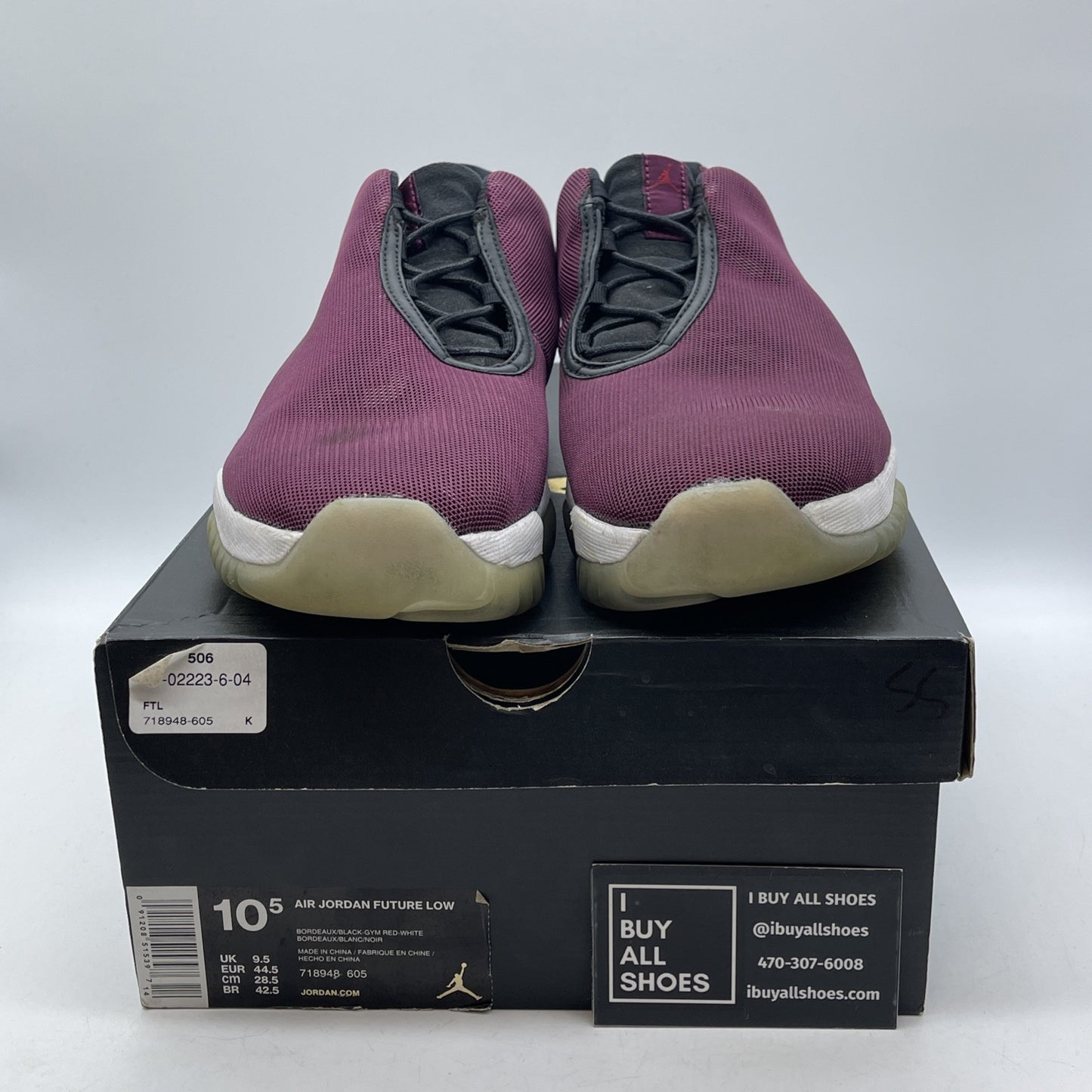 Size 10.5 - Air Jordan Future Low Bordeaux Camo Black Suede (718948-605)