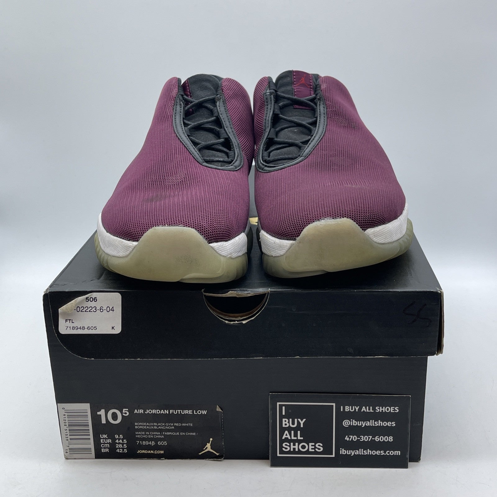 Size 10.5 - Air Jordan Future Low Bordeaux Camo Black Suede (718948-605)