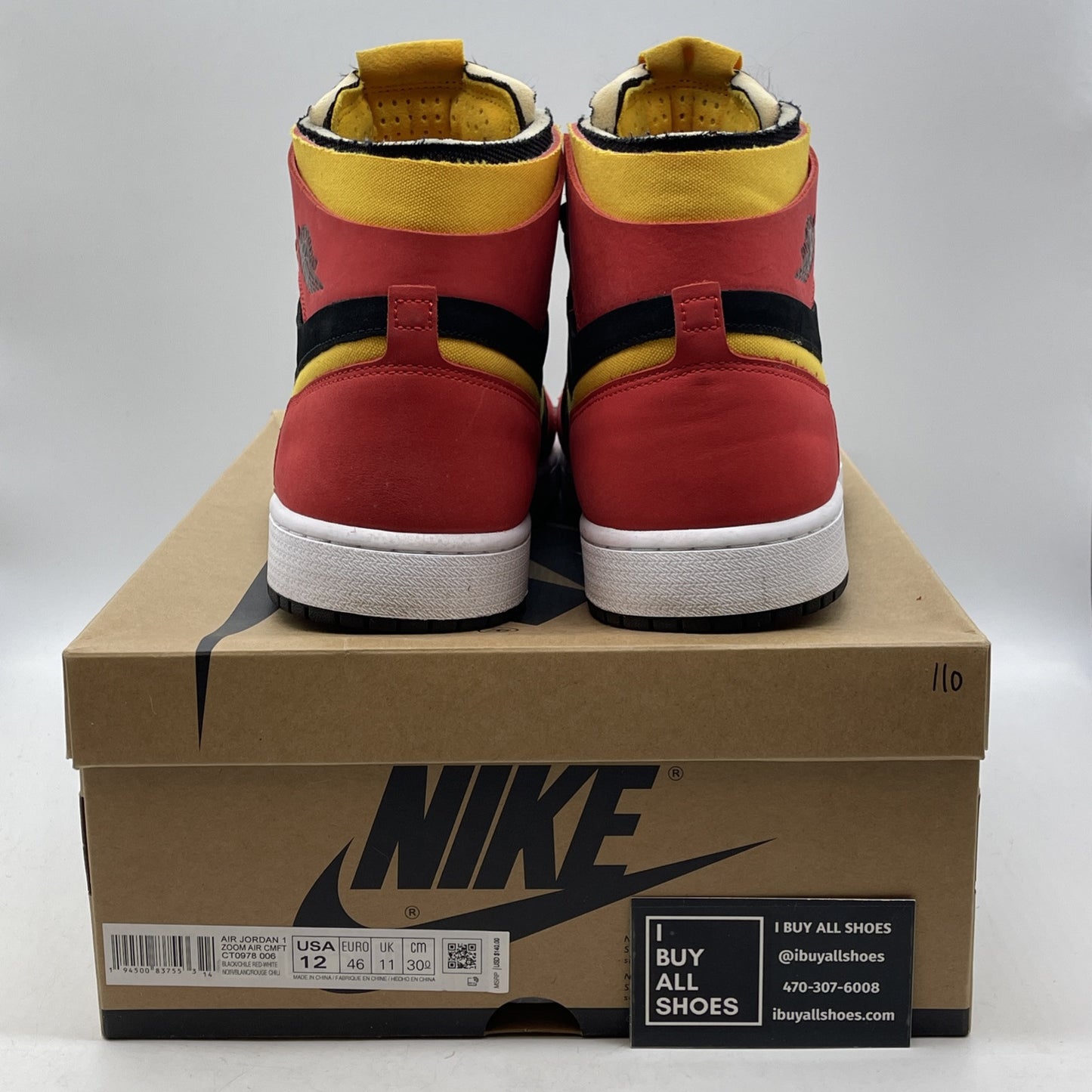 Size 12 - Air Jordan 1 Zoom Comfort High Chile Red Black Suede (CT0978-006)