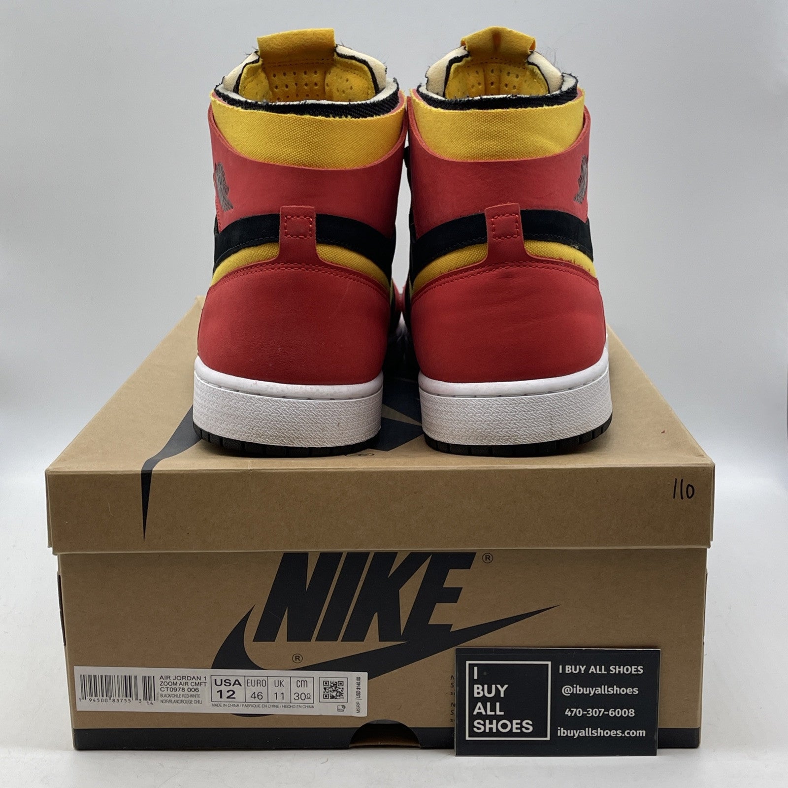Size 12 - Air Jordan 1 Zoom Comfort High Chile Red Black Suede (CT0978-006)
