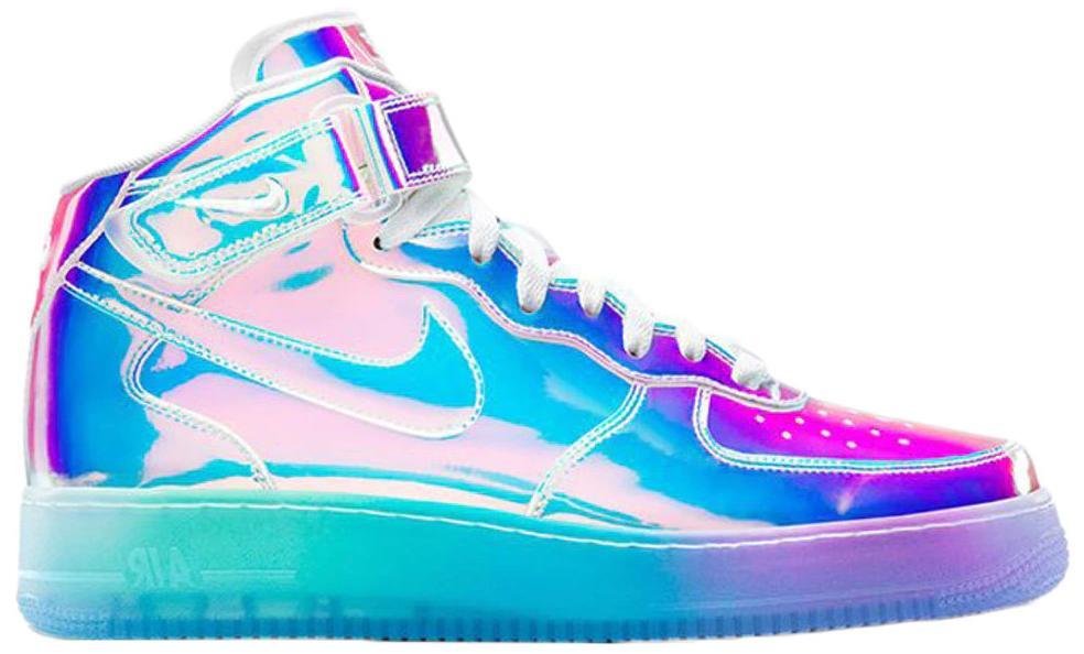 Size 9.5 -Nike Air Force 1 Mid Iridescent ID Blue Multicolor/Violet (779425-991)