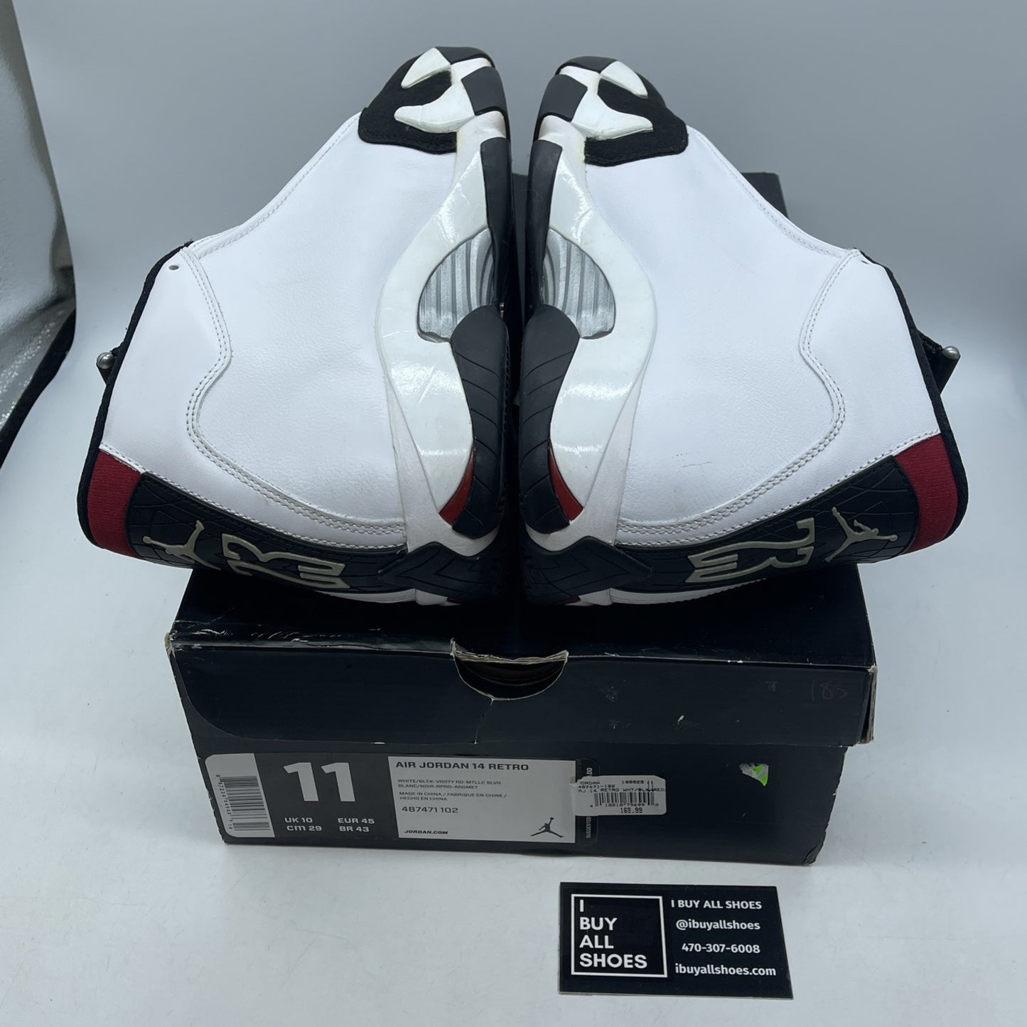 Size 11 - Air Jordan 14 Retro 2014 Black Toe White Suede Leather (487471-102)