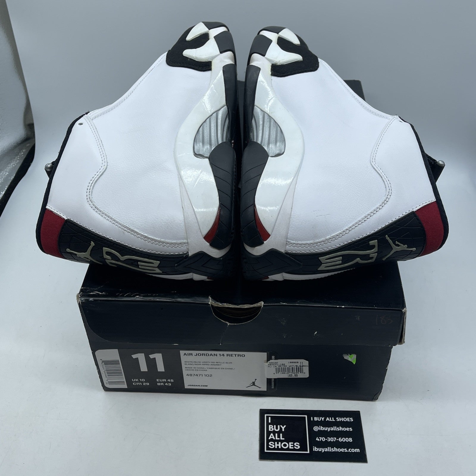 Size 11 - Air Jordan 14 Retro 2014 Black Toe White Suede Leather (487471-102)