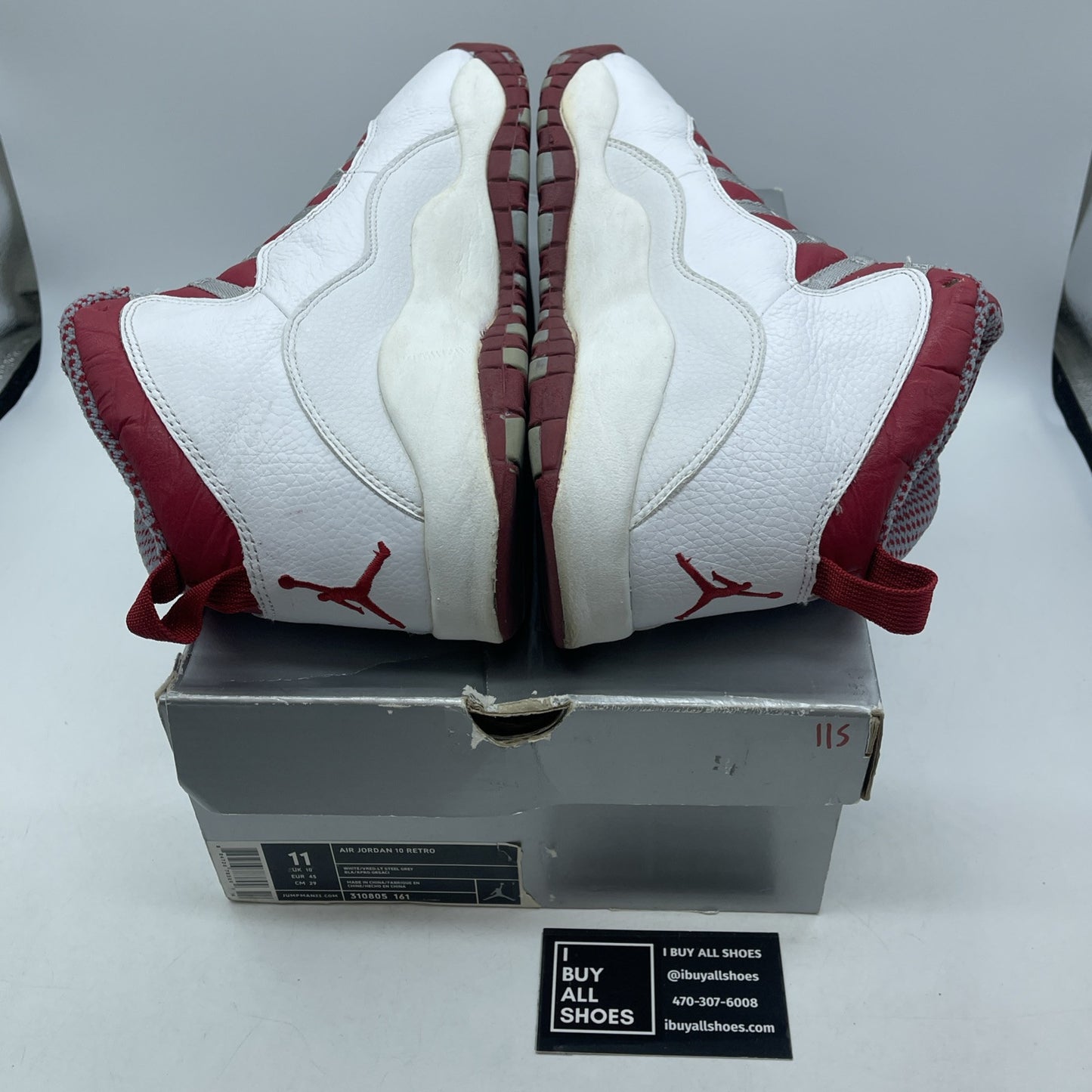 Size 11 - Air Jordan 10 Retro 2005 Red Steel White Leather (310805-161)