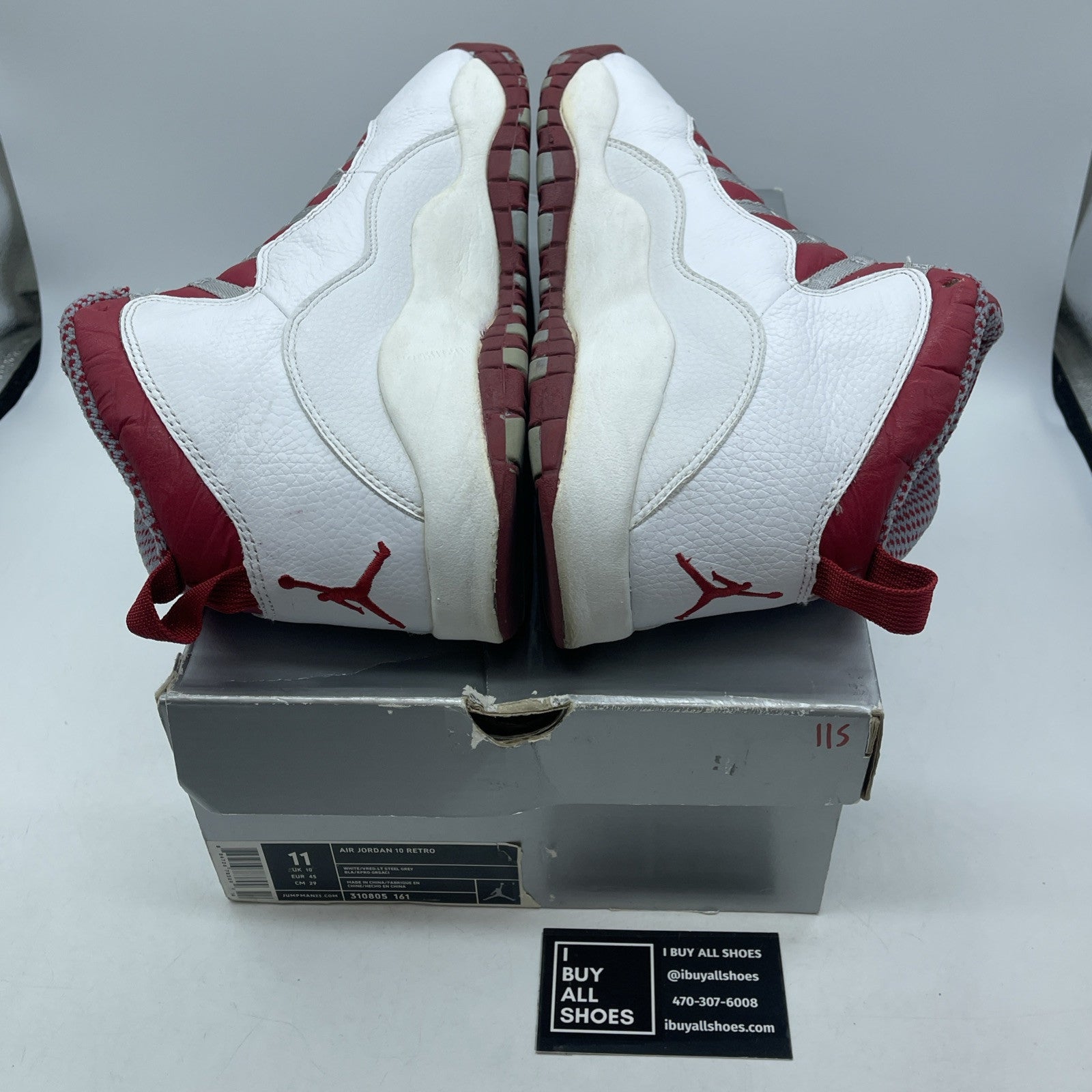 Size 11 - Air Jordan 10 Retro 2005 Red Steel White Leather (310805-161)