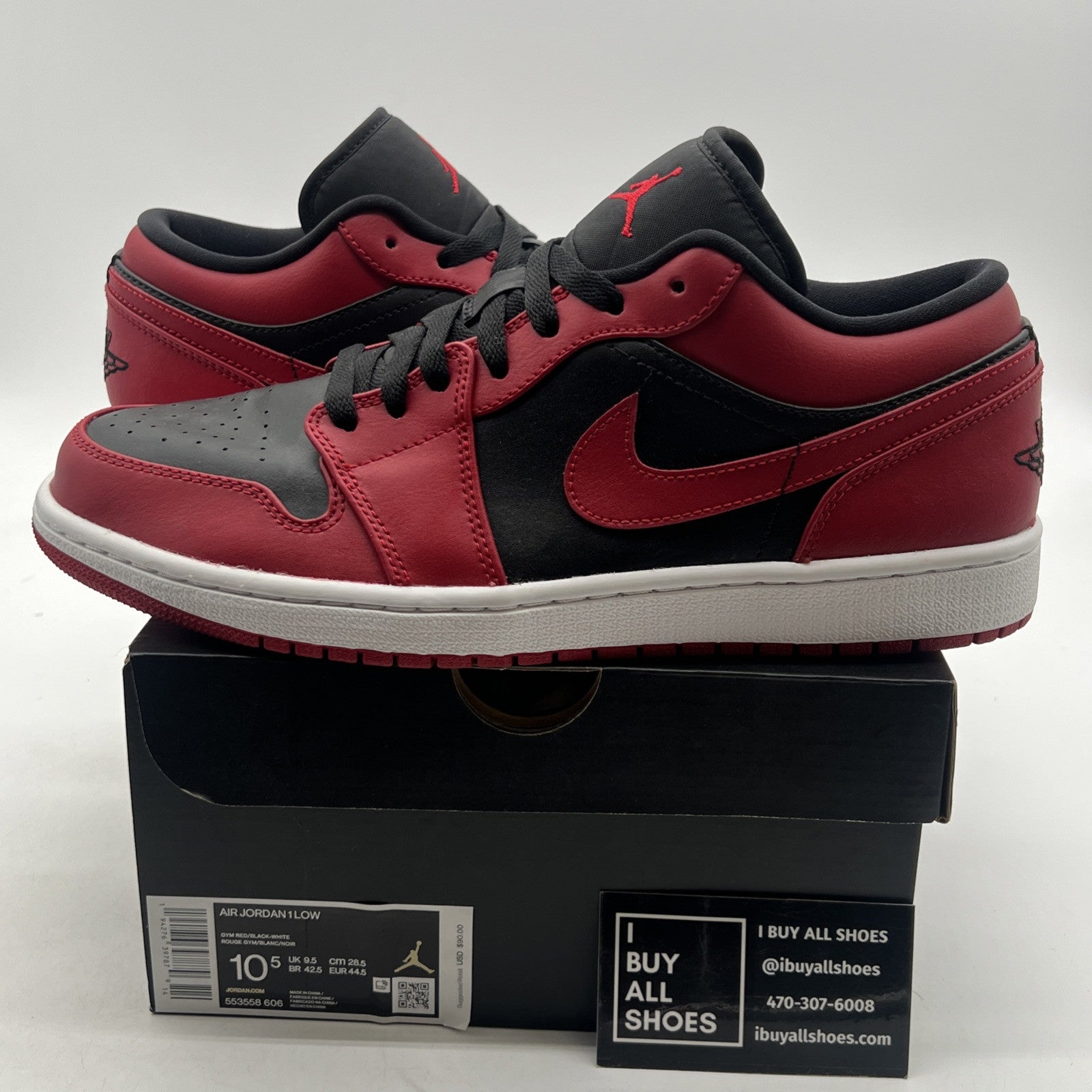 Size 10.5 - Air Jordan 1 Low Reverse Bred (553558-606)