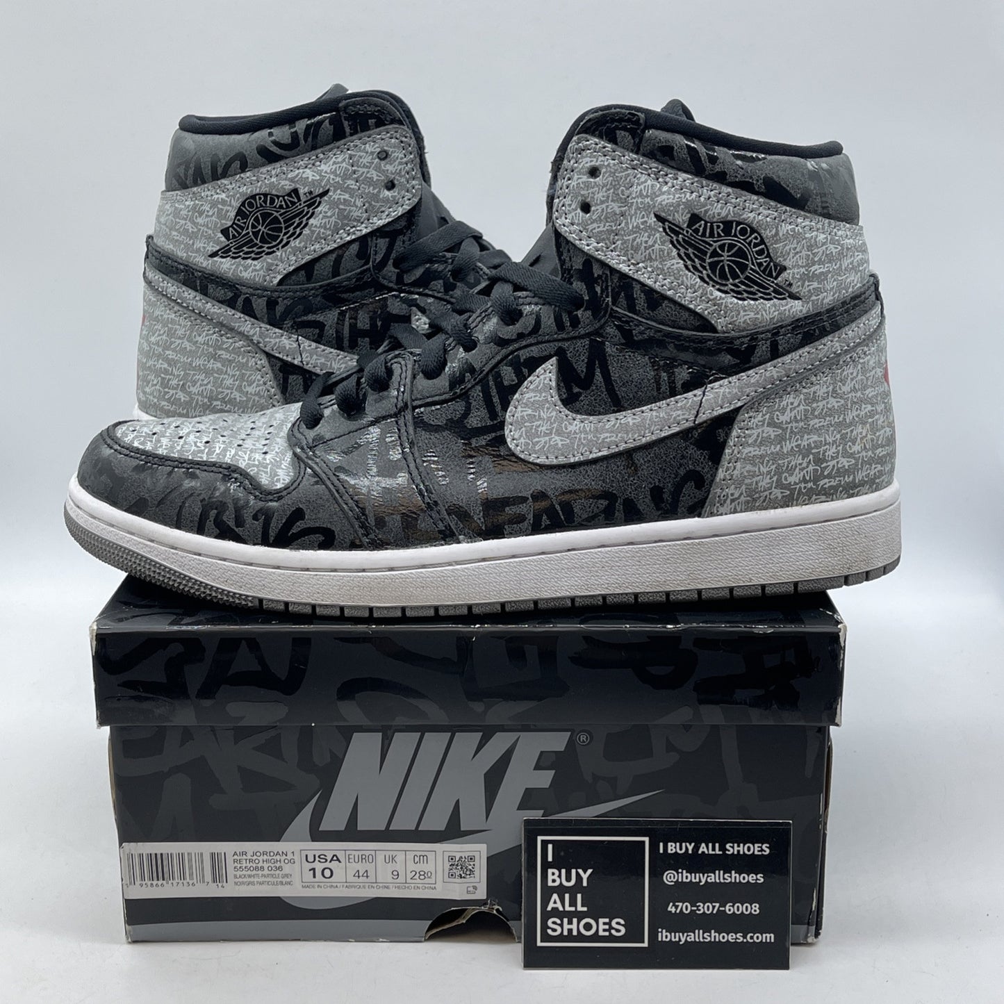 Size 10 - Jordan 1 OG High Rebellionaire Grey Black Suede Leather (555088-036)