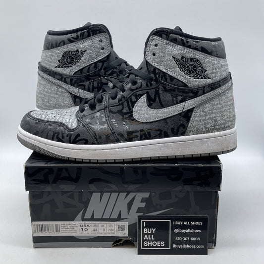 Size 10 - Jordan 1 OG High Rebellionaire Grey Black Suede Leather (555088-036)