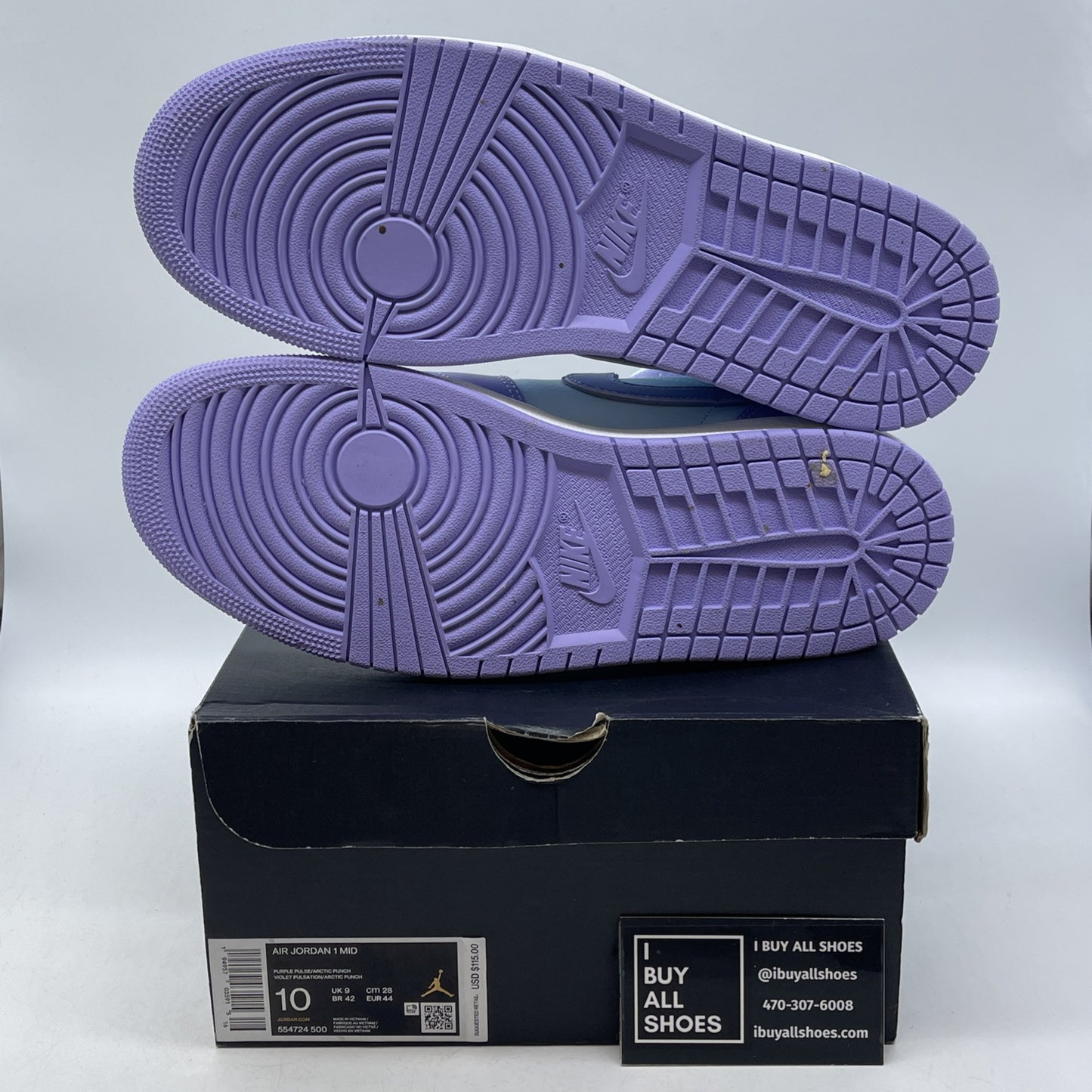 Size 10 - Air Jordan 1 Mid Purple Pulse Purple Blue Leather (554724-500)