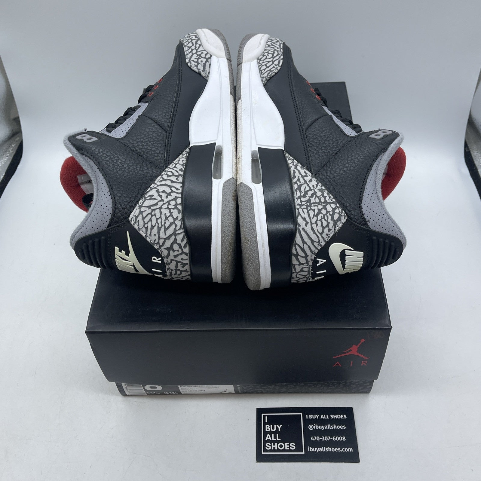 Size 8 - Jordan 3 Retro OG Mid Black Cement Suede Leather (854262-001)