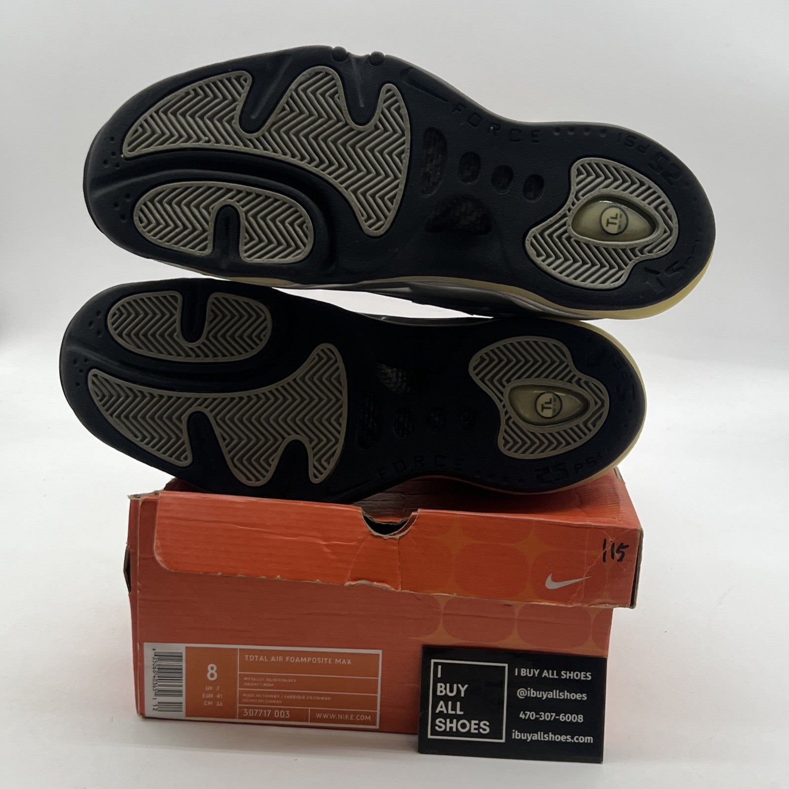 Size 8 - Nike Total Air Foamposite Max Silver 1998 OG Tim Duncan (307717-003)