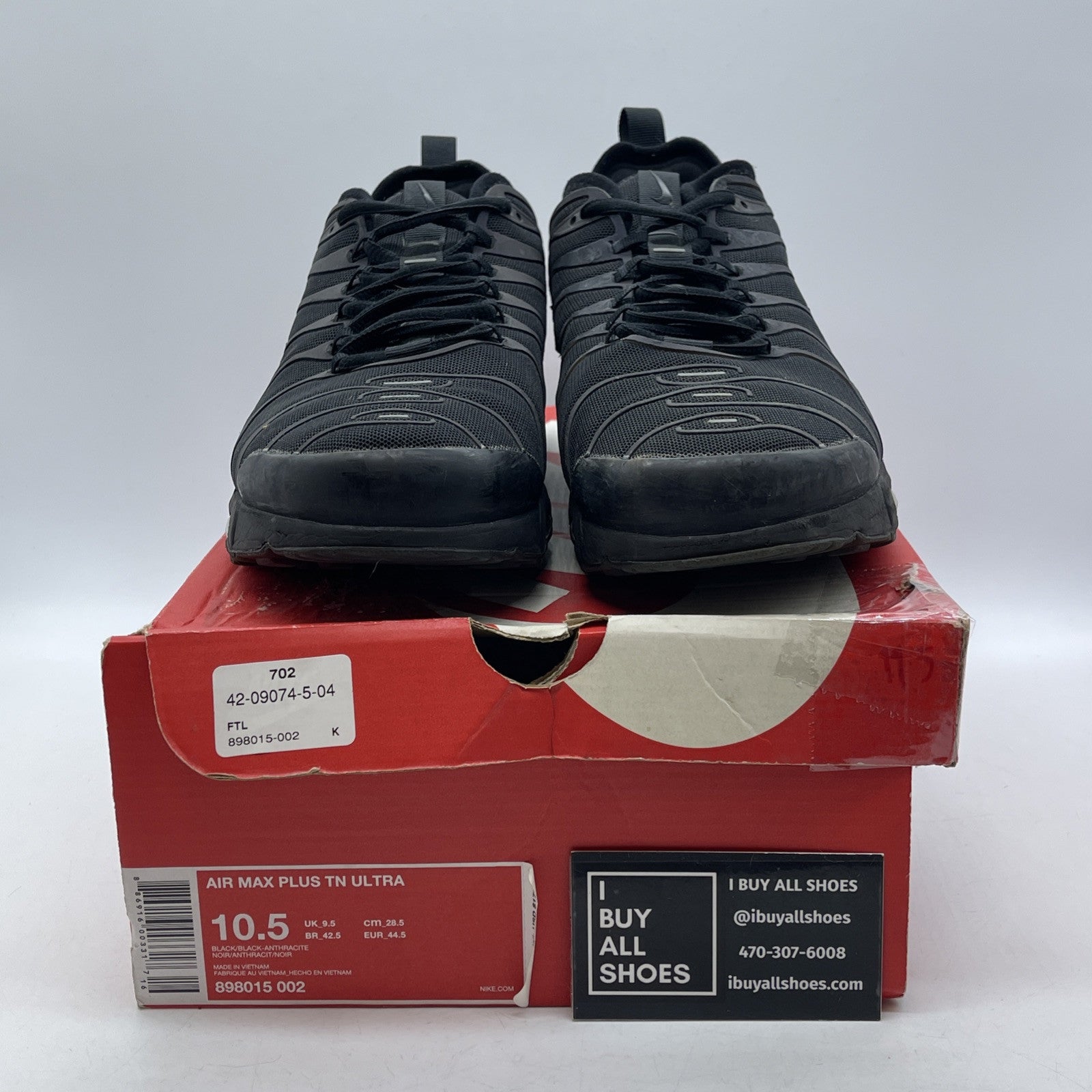 Size 10.5 - Nike Air Max Plus TN Ultra Triple Black Suede (898015-002)