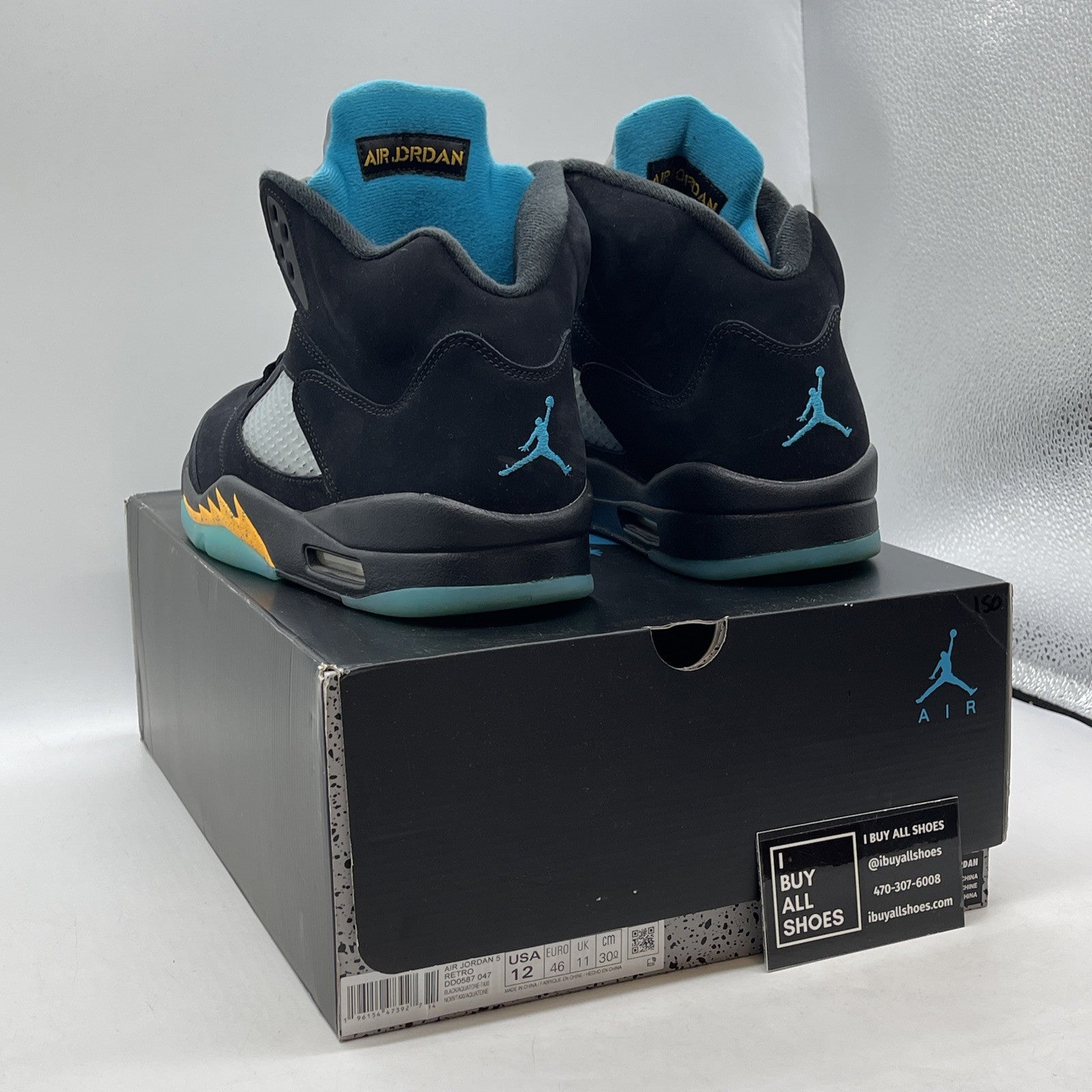 Size 12 - Jordan 5 Retro Mid Aqua Blue Yellow Black Suede (DD0587-047)