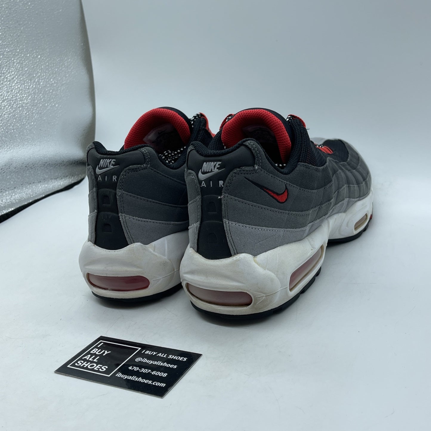 Size 11.5 - Nike Air Max 95 Black Grey Red Suede (609048-066)