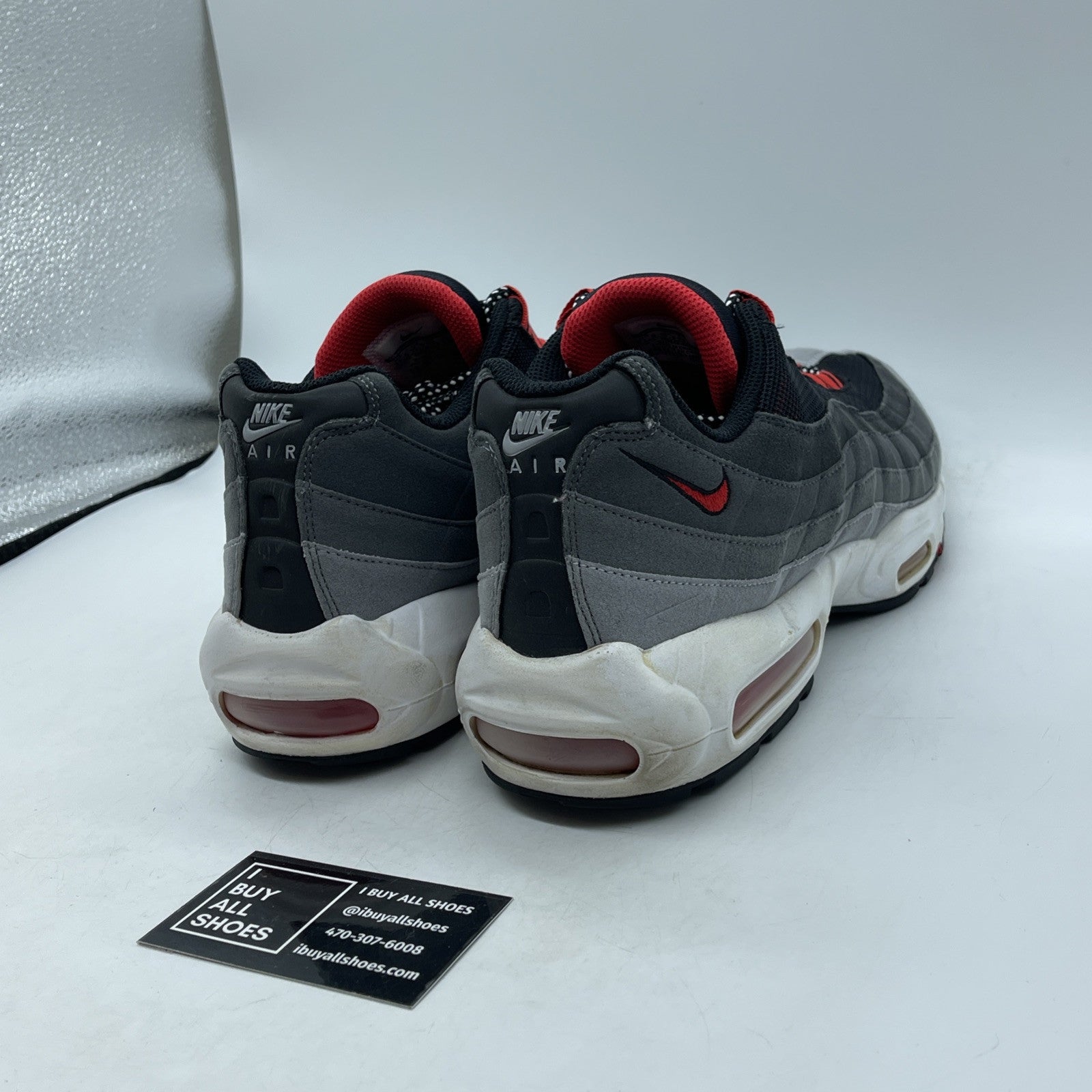 Size 11.5 - Nike Air Max 95 Black Grey Red Suede (609048-066)