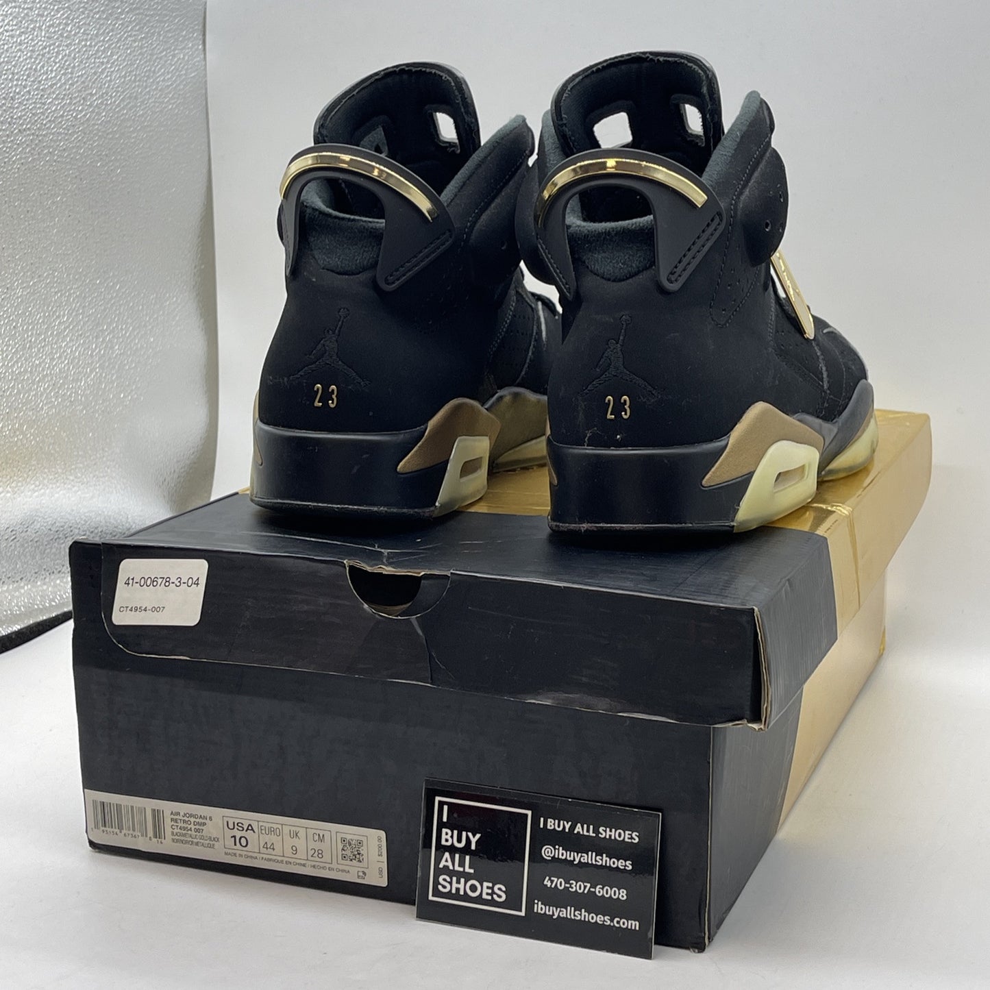 Size 10 - Jordan 6 Retro Defining Moments 2020 Black Gold Suede (CT4954-007)