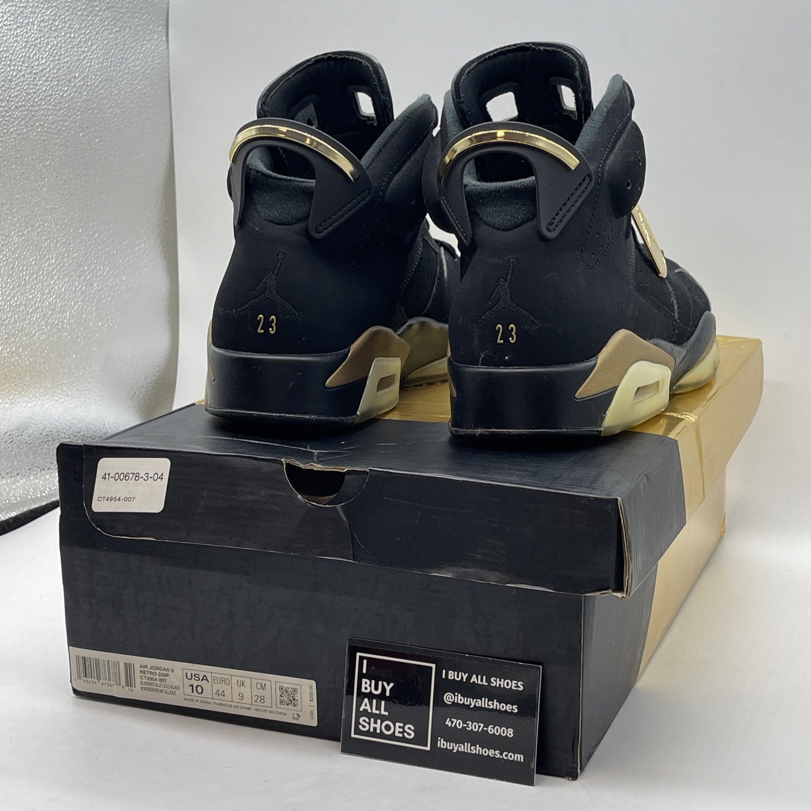 Size 10 - Jordan 6 Retro Defining Moments 2020 Black Gold Suede (CT4954-007)