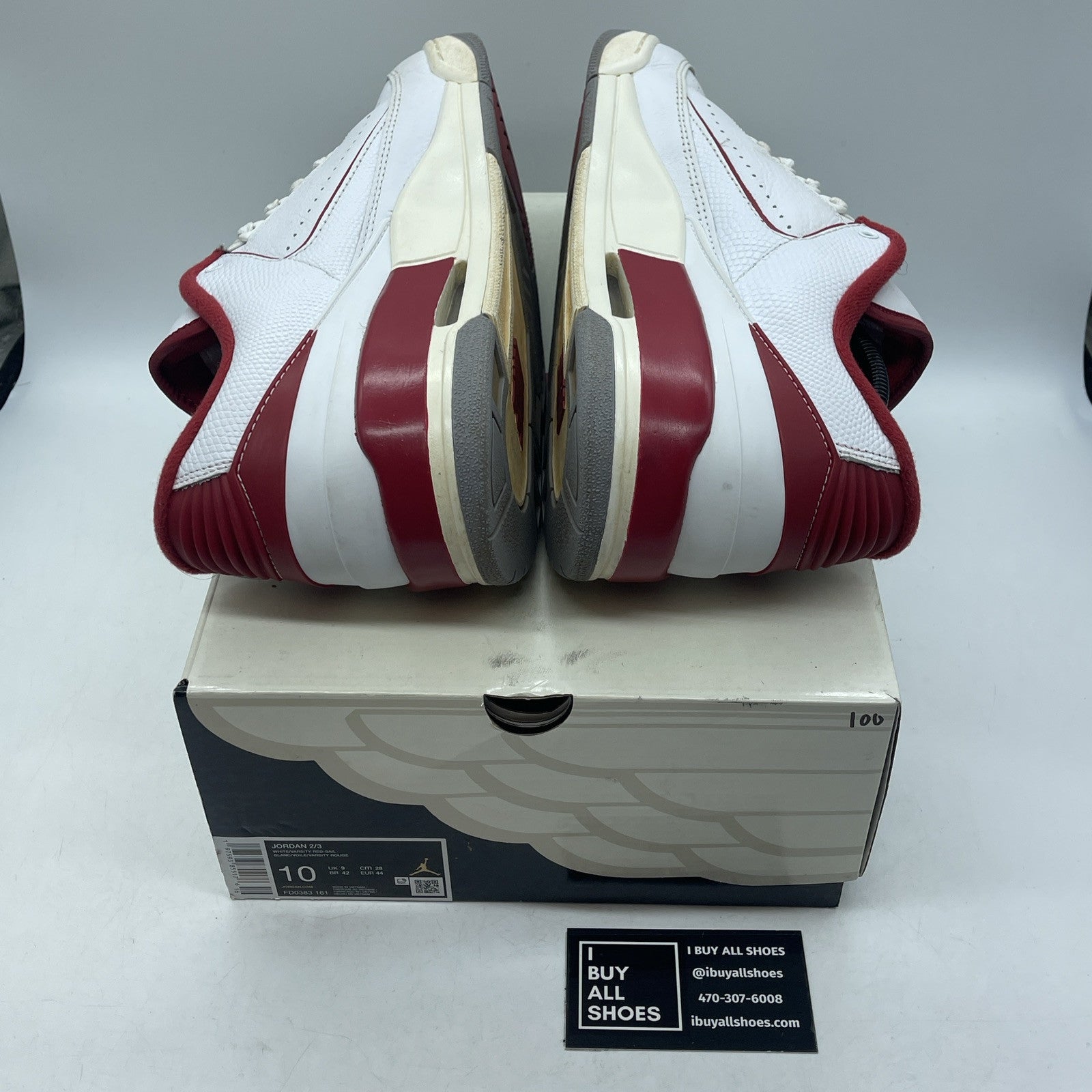 Size 10 - Air Jordan 2/3 White Varsity Red White Leather (FD0383-161)