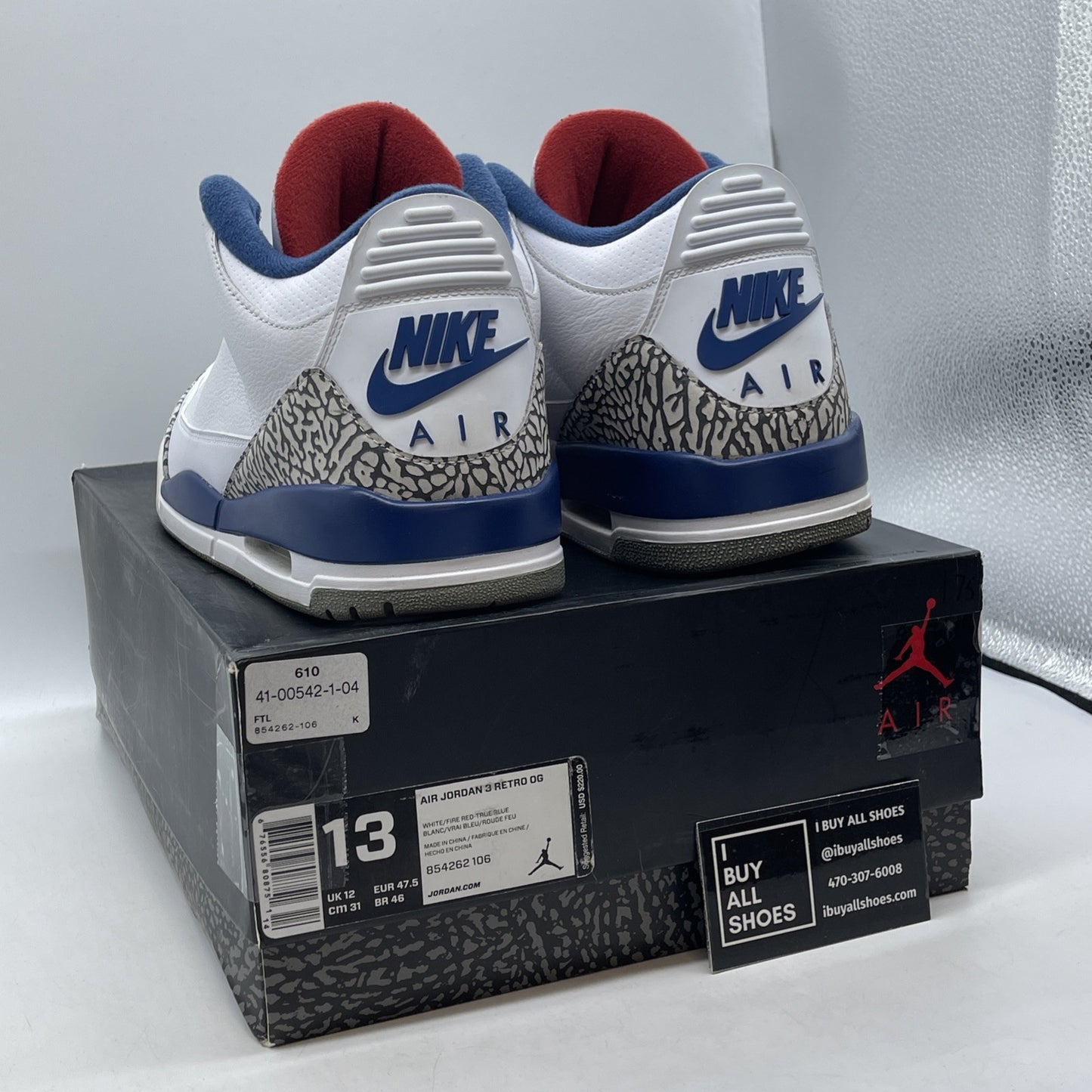 Size 13 - Jordan 3 Retro OG Mid True Blue White Grey Suede Leather (854262-106)