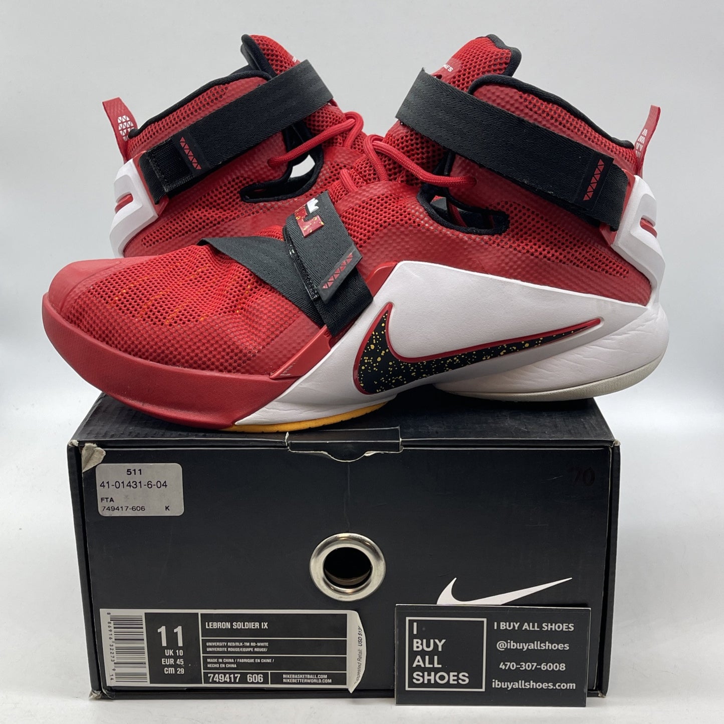 Size 11 - Nike LeBron Soldier 9 University Red Black Suede Leather (749417-606)