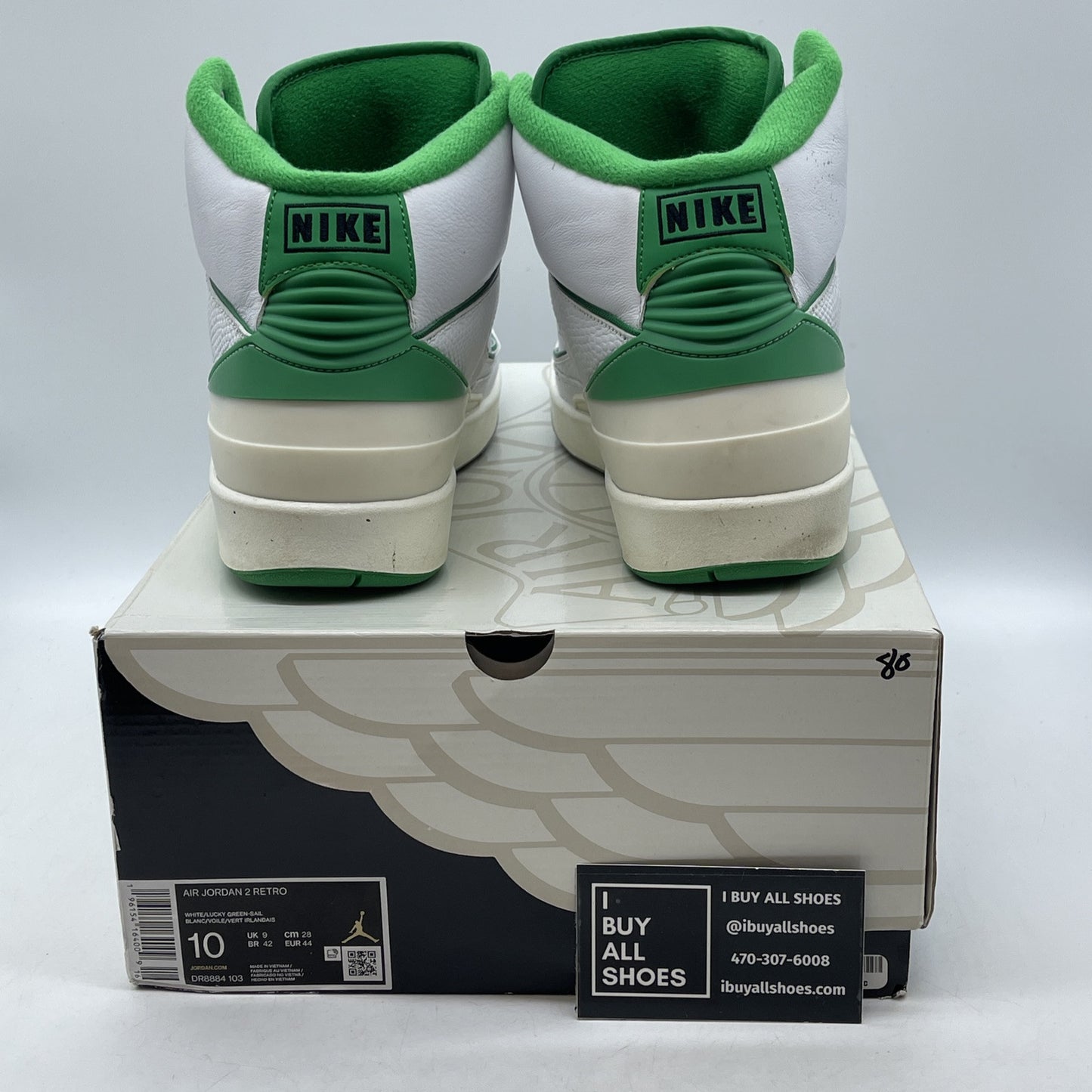 Size 10 - Jordan 2 Retro Lucky Green White Leather (DR8884-103)