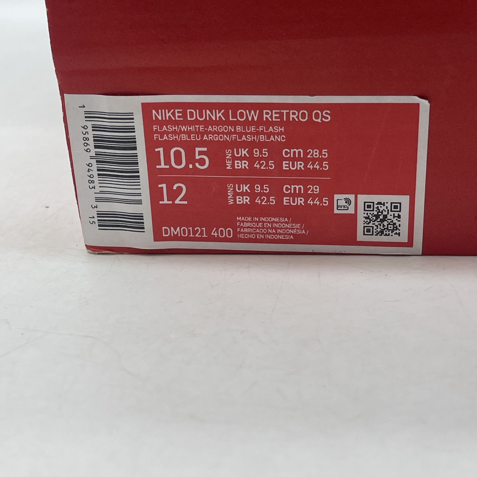 Size 10.5 - Nike Dunk Low Retro QS Argon Blue White Leather (DM0121-400)