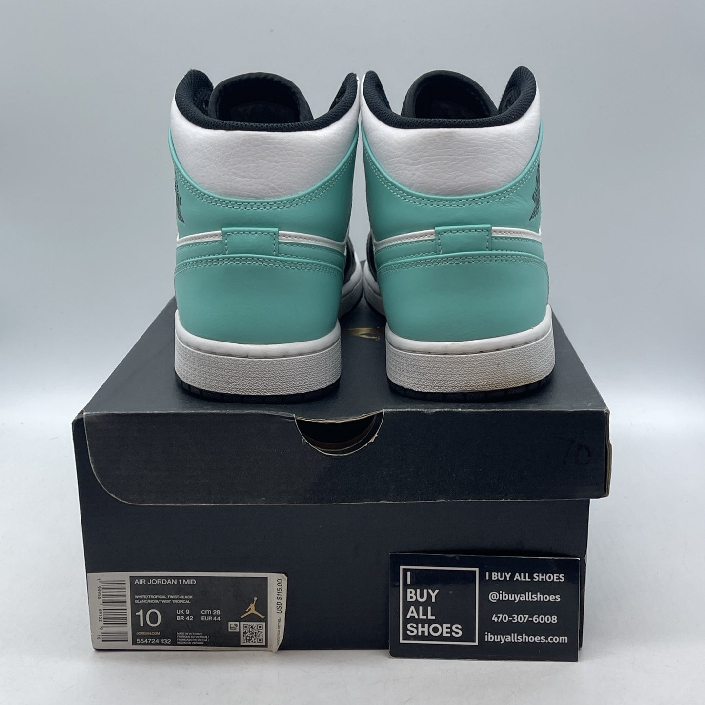 Size 10 - Air Jordan 1 Mid Tropical Twist Blue White Leather (554724-132)