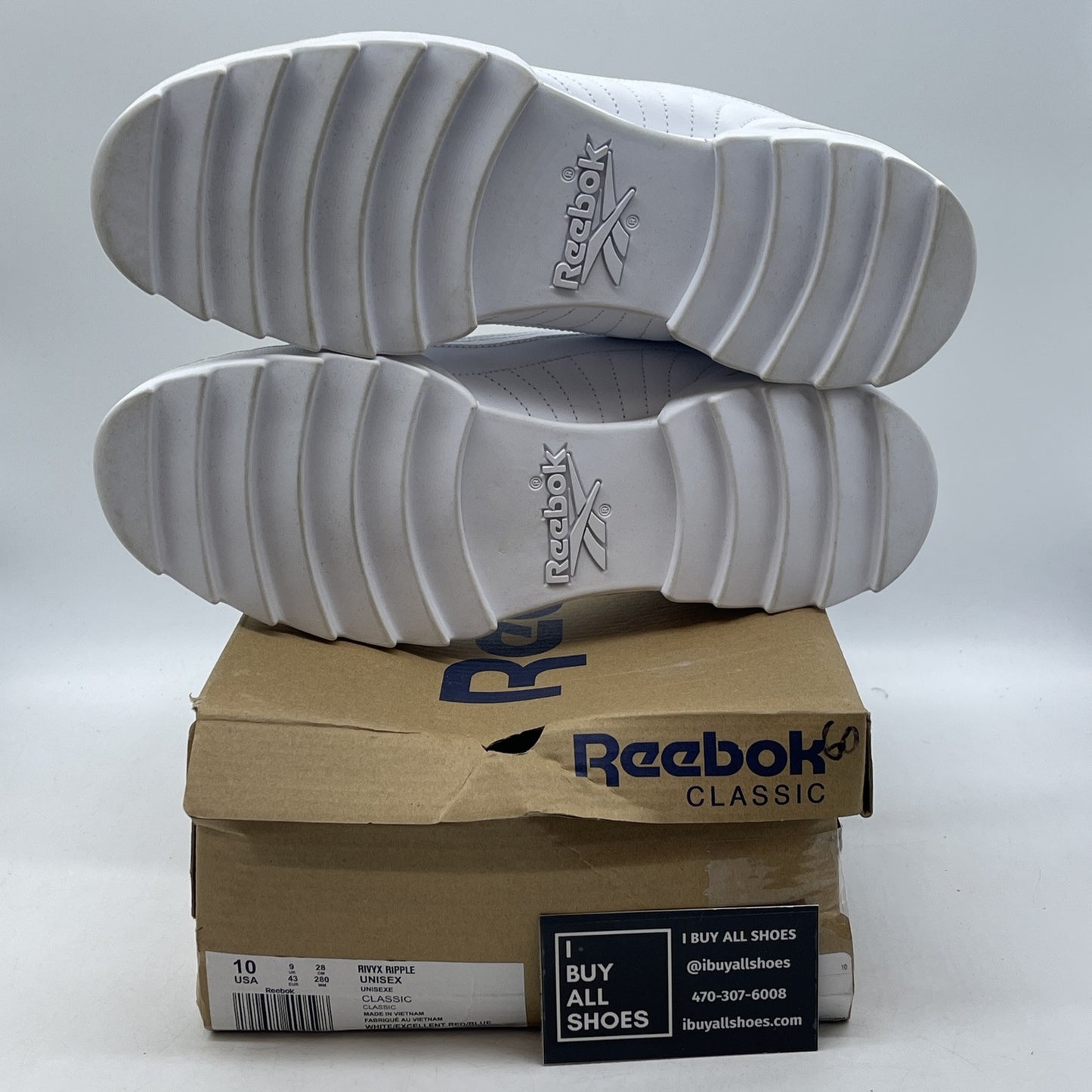 Size 10 - Reebok Mens Rivyx Ripple Sneakers White Leather Suede  (DV6619)