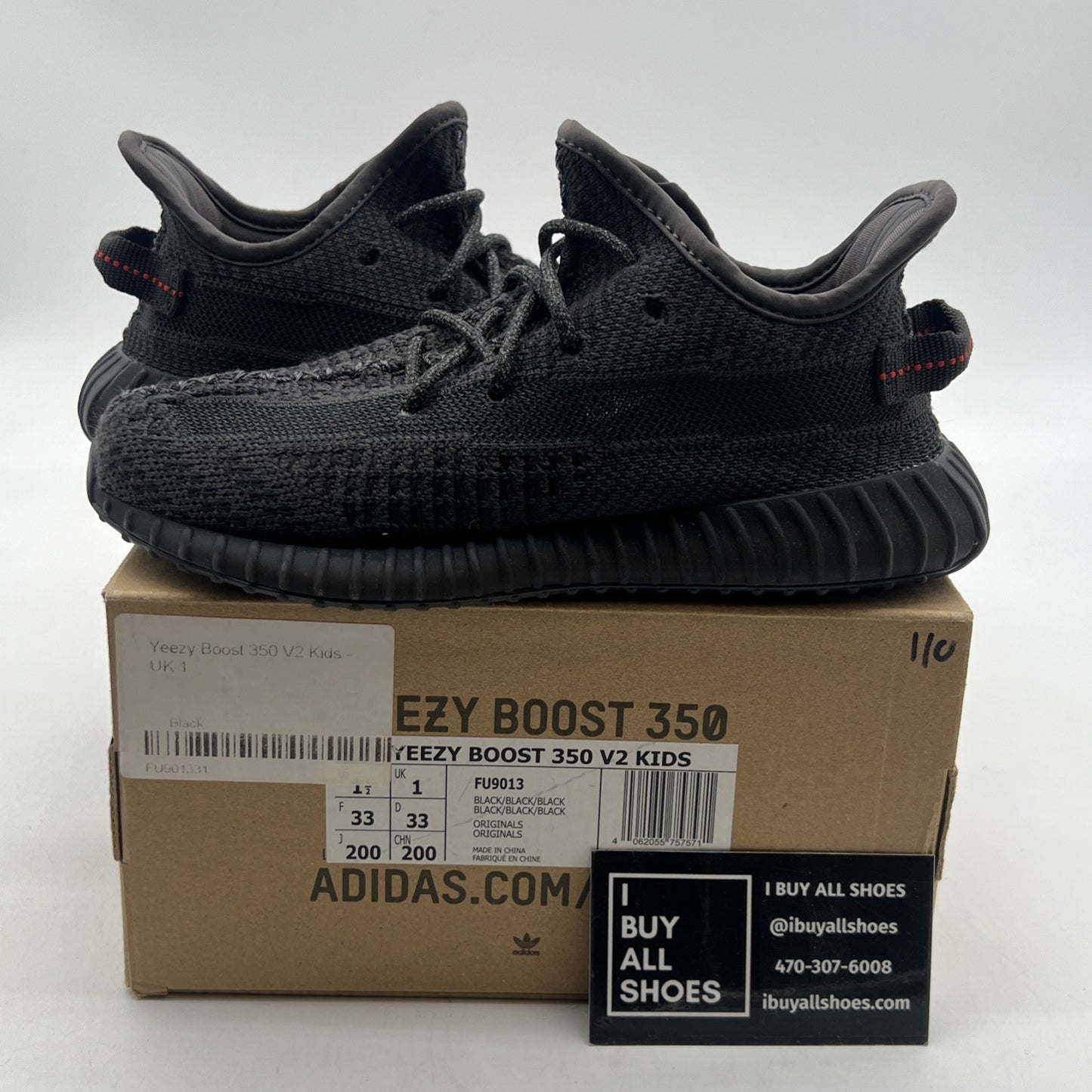 Size 1.5 - Adidas Yeezy Boost 350 V2 Non-Reflective Kids (FU9013)