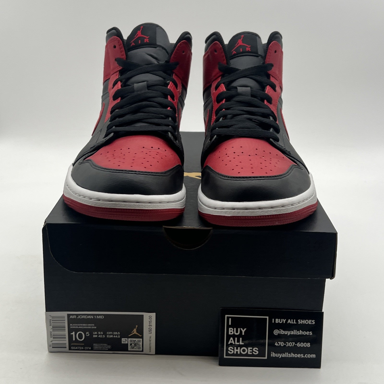 Size 10.5 - Air Jordan 1 Mid Banned 2020 (554724-074)