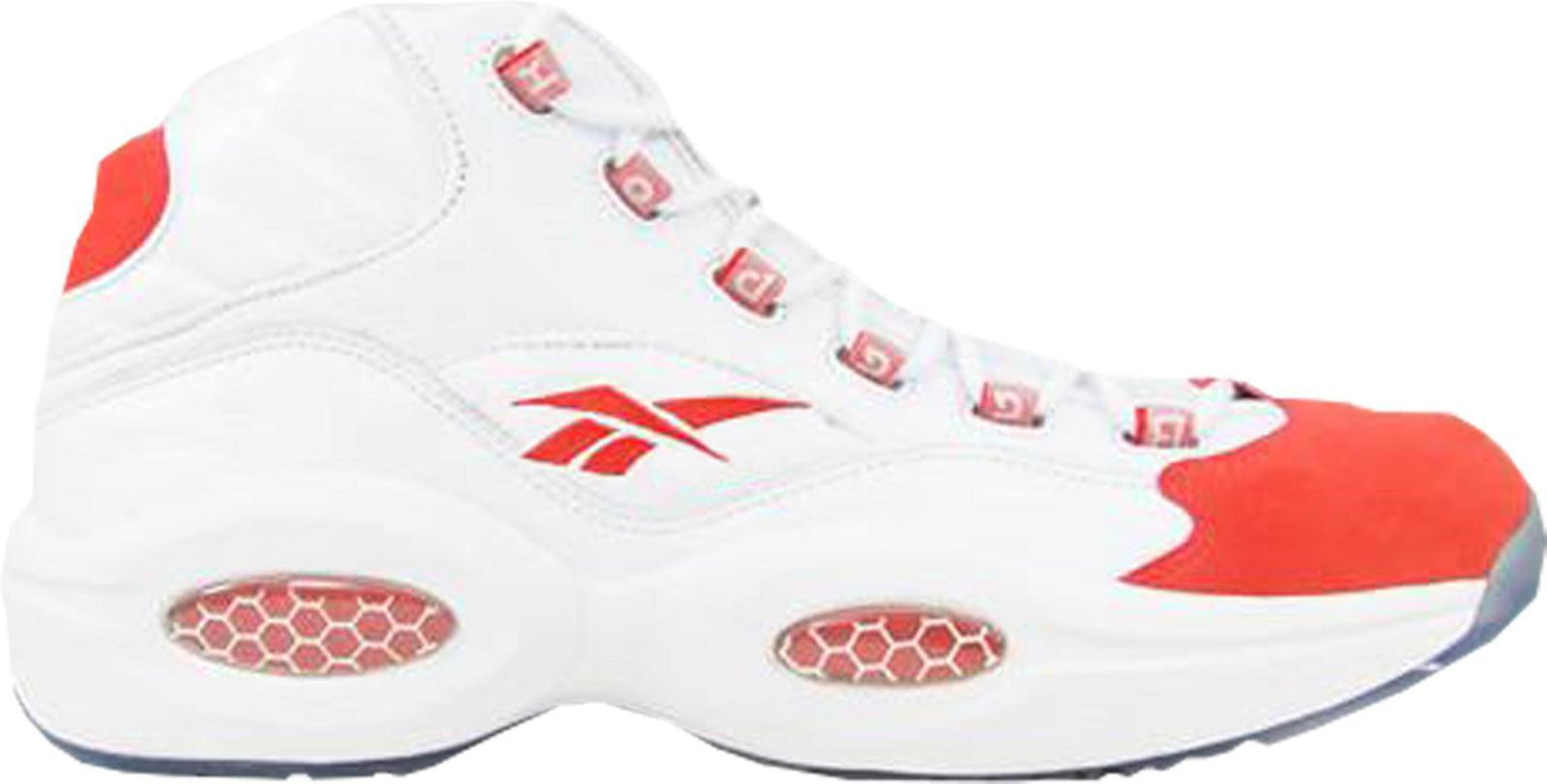 Size 10 - Reebok Question Mid White Red Leather Suede (4-52071)
